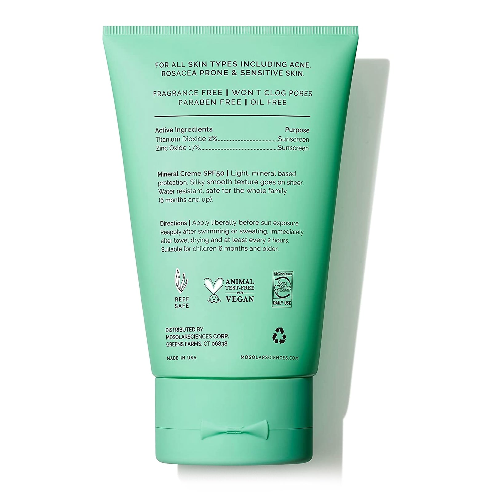 MDSolarSciences Mineral KidCrème SPF 50 Sunscreen Cream 3.4 oz Tube