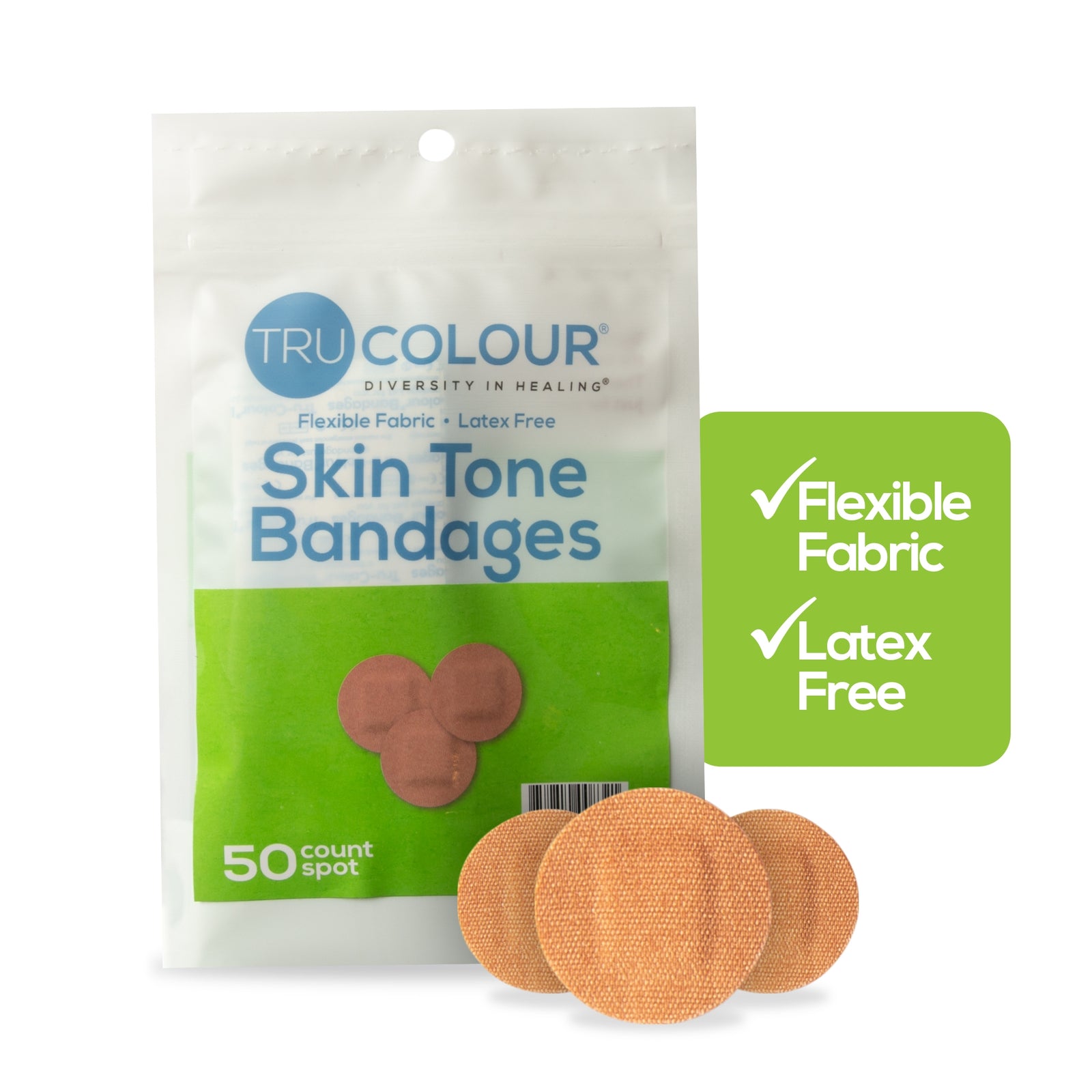Waterproof Adhesive Spot Bandage Tru-Colour® Fabric Olive Sterile