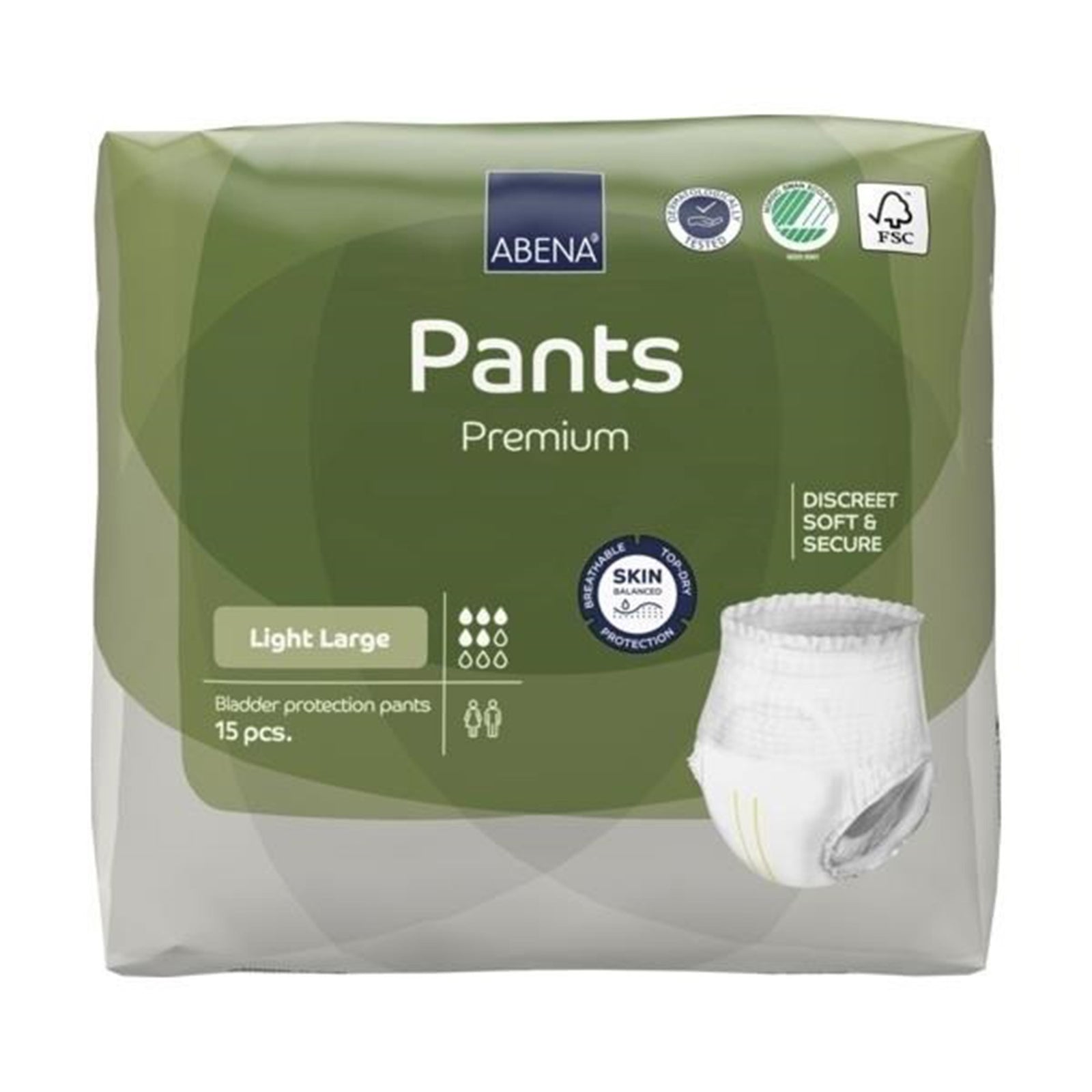 Abena Premium Light Protection Incontinence Underwear, Large