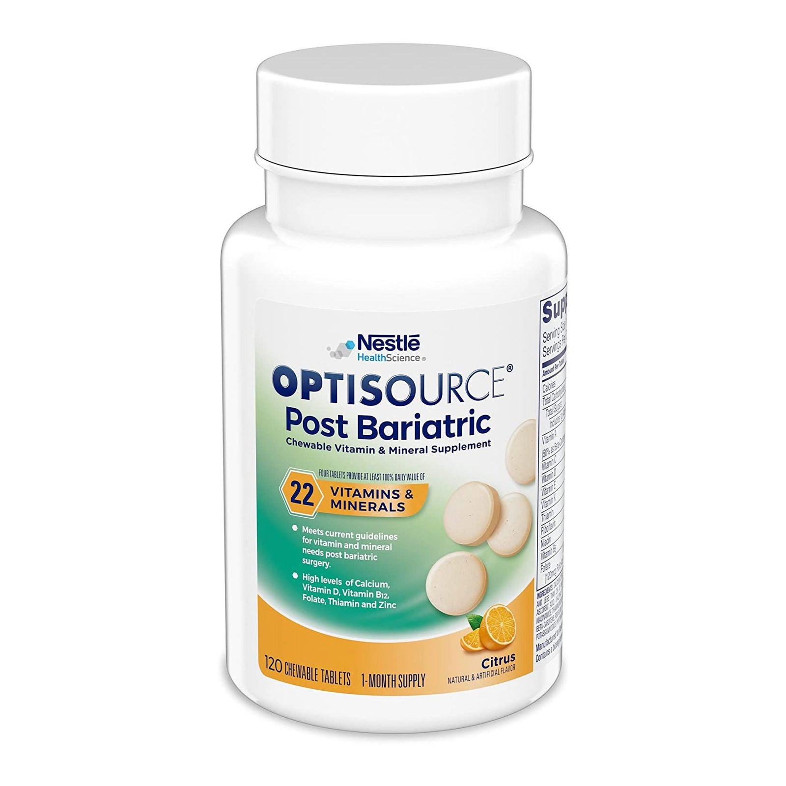 Nestle Optisource Post-Bariatric Vitamin and Mineral Chewable Supplement, 120 Count