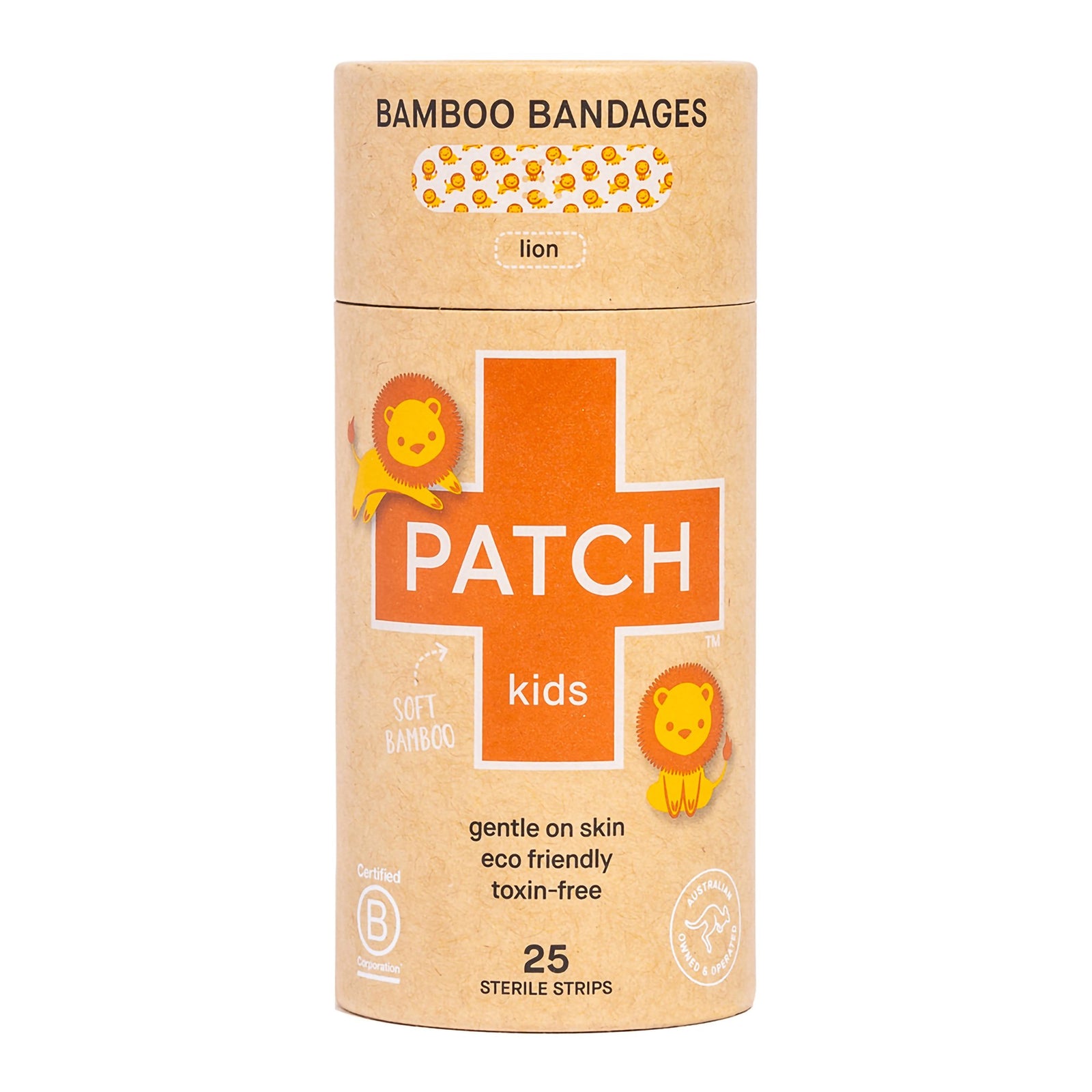 Patch Kids Bamboo Adhesive Strips - Lion Design 3/4 x 3 Inch Sterile