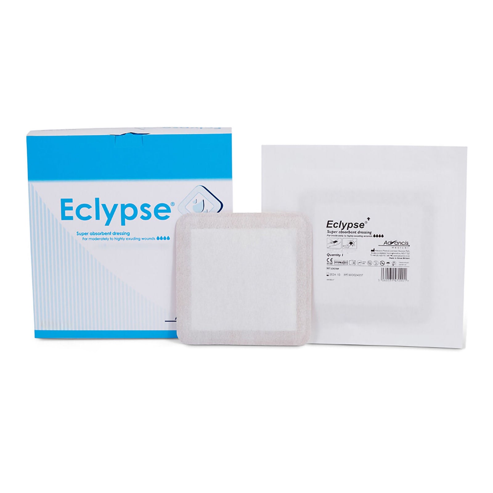 medi Eclypse Super Absorbent Wound Dressing, 8 x 8 Inch