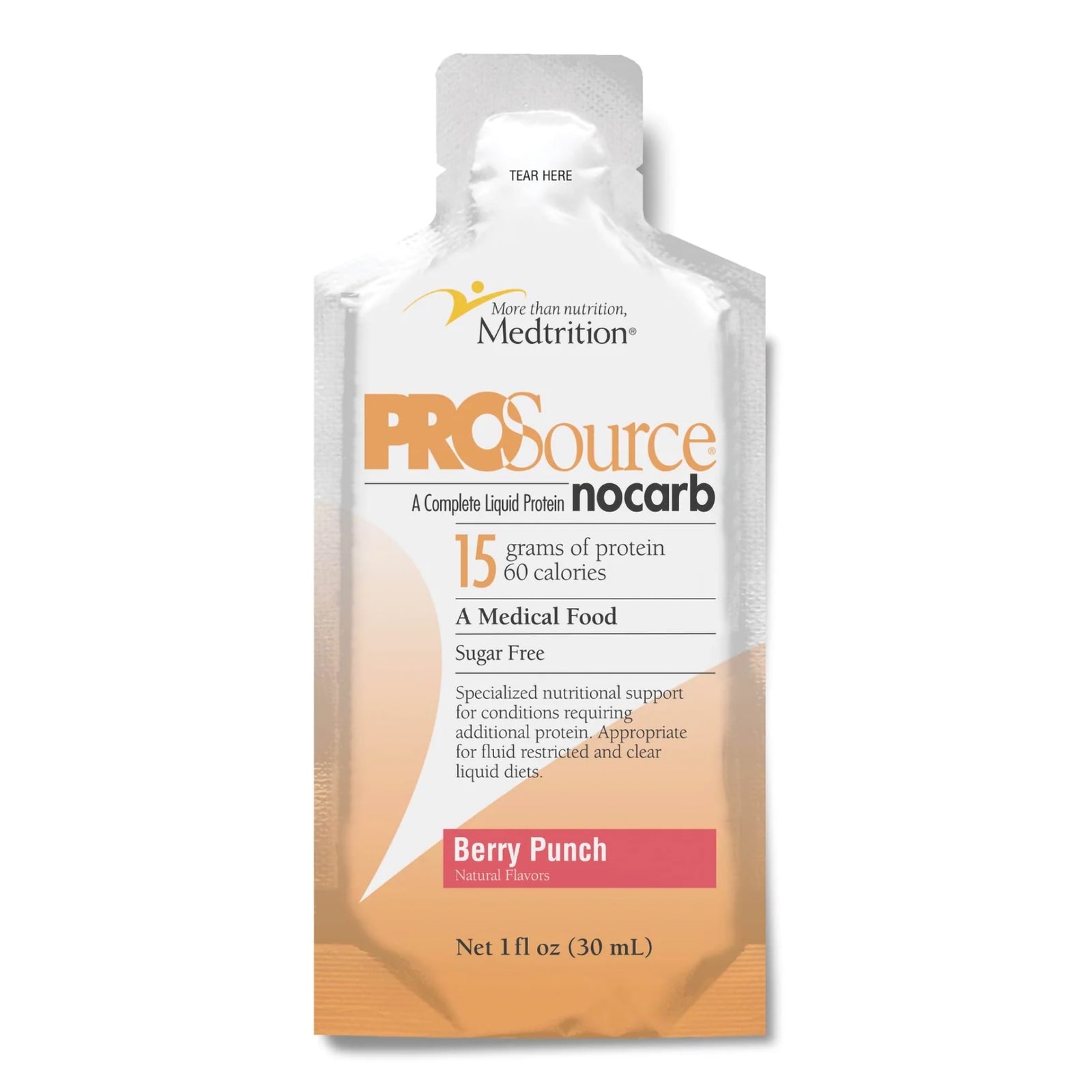 ProSource™ NoCarb Berry Punch Flavor Liquid Protein Supplement - Case of 100 (1 oz. Pouches)