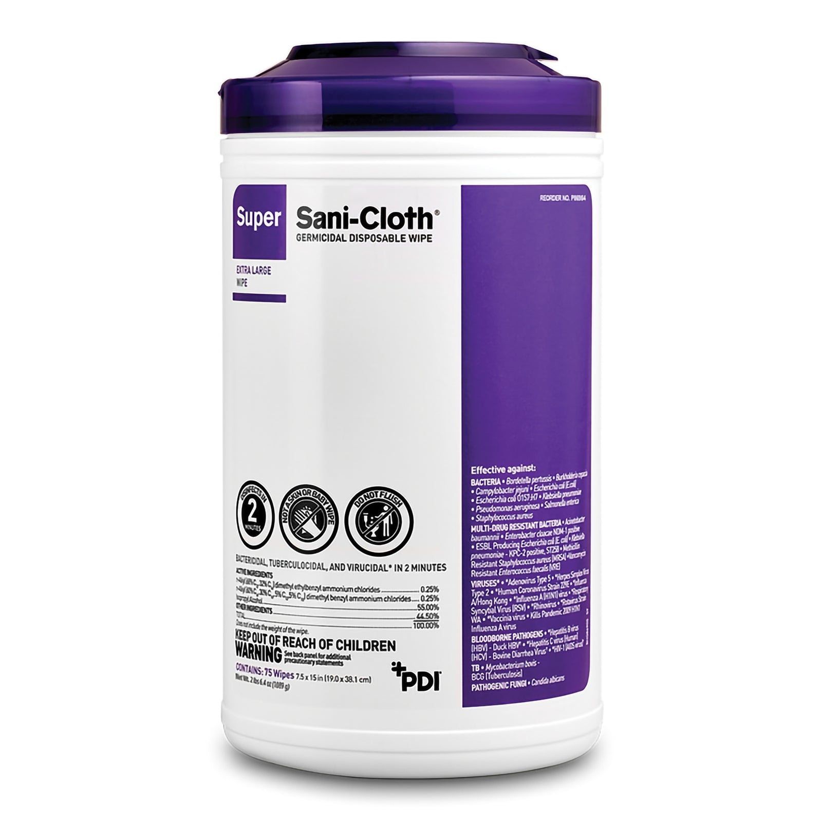 Super Sani-Cloth Germicidal Disposable Wipes, Extra Large