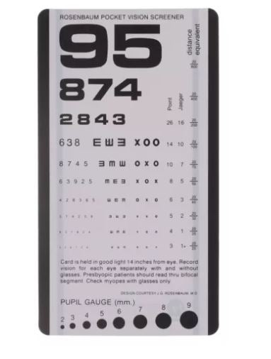 Rosenbaum Near Vision Card 3.75 x 6.25 Inches