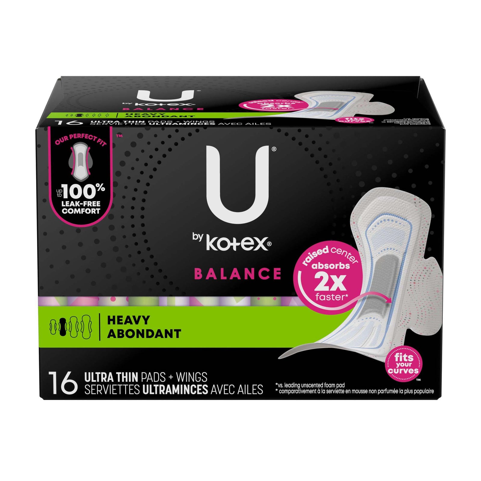 U by Kotex Balance Ultra Thin Overnight Pads with Wings - Heavy Absorbency