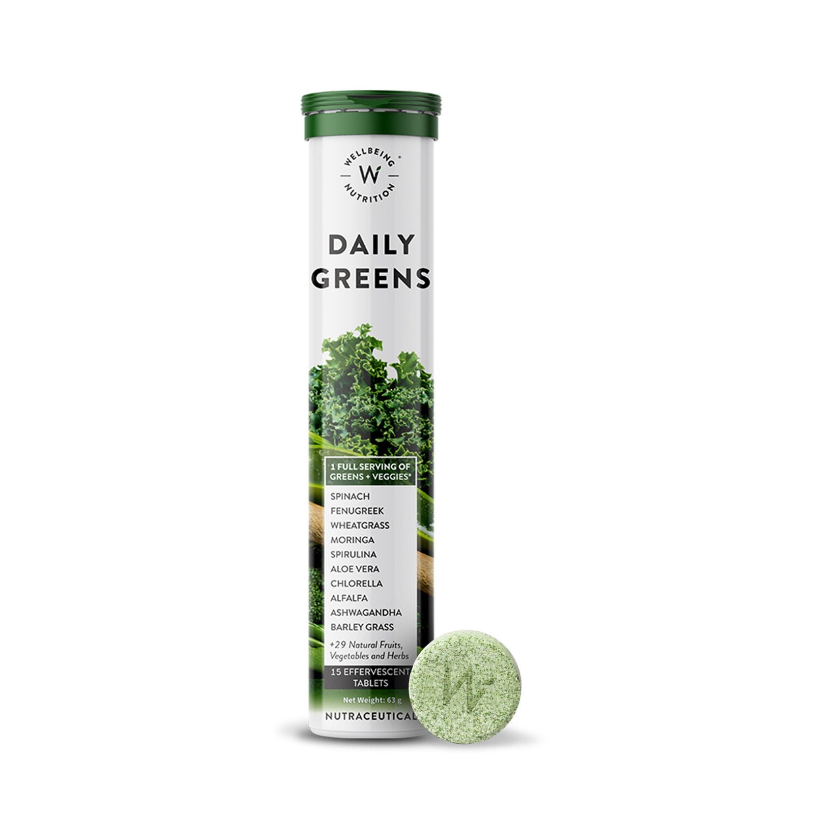 Wellbeing Nutrition Daily Greens Whole Food Multivitamin Effervescent Tablets, 15 Count