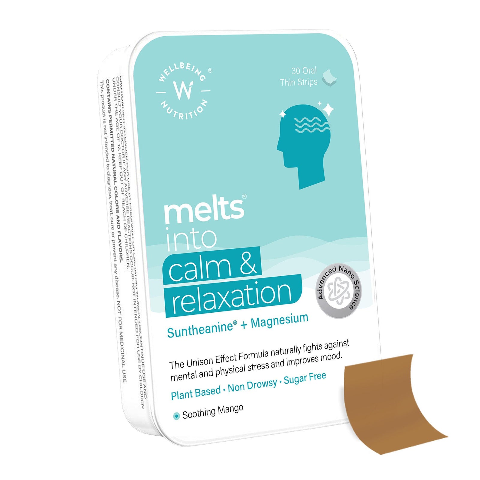 Wellbeing Nutrition Melts Into Calm & Relaxation Oral Thin Strips, Soothing Mango, 30 Count