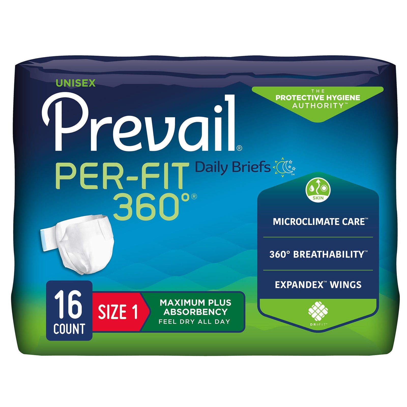 Prevail Per-Fit 360 Incontinence Brief, Size 1 / Medium, 26-48 Inch