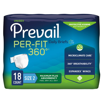 Prevail Per-Fit 360° Adult Size 2 Unisex Disposable Heavy Absorbency Incontinence Briefs