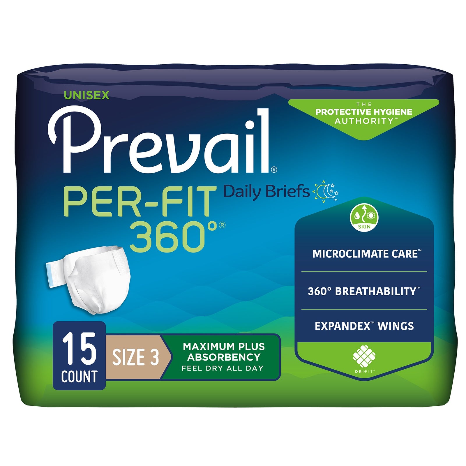 Prevail Per-Fit 360° Adult Size 2 Unisex Disposable Heavy Absorbency Incontinence Briefs