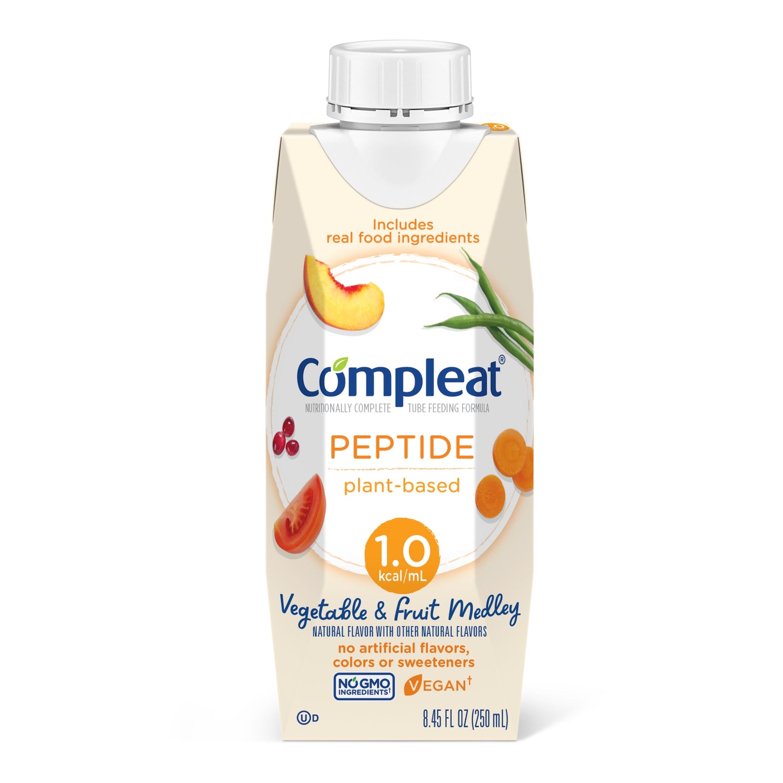 Compleat Peptide 1.0 Tube Feeding Formula, Vegetable / Fruit Medley, 250 mL