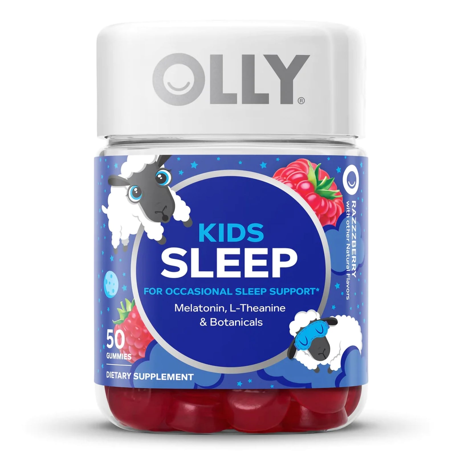 OLLY Kids Sleep L-Theanine/Melatonin/Botanicals Gummy 50 per Bottle Raspberry Flavor
