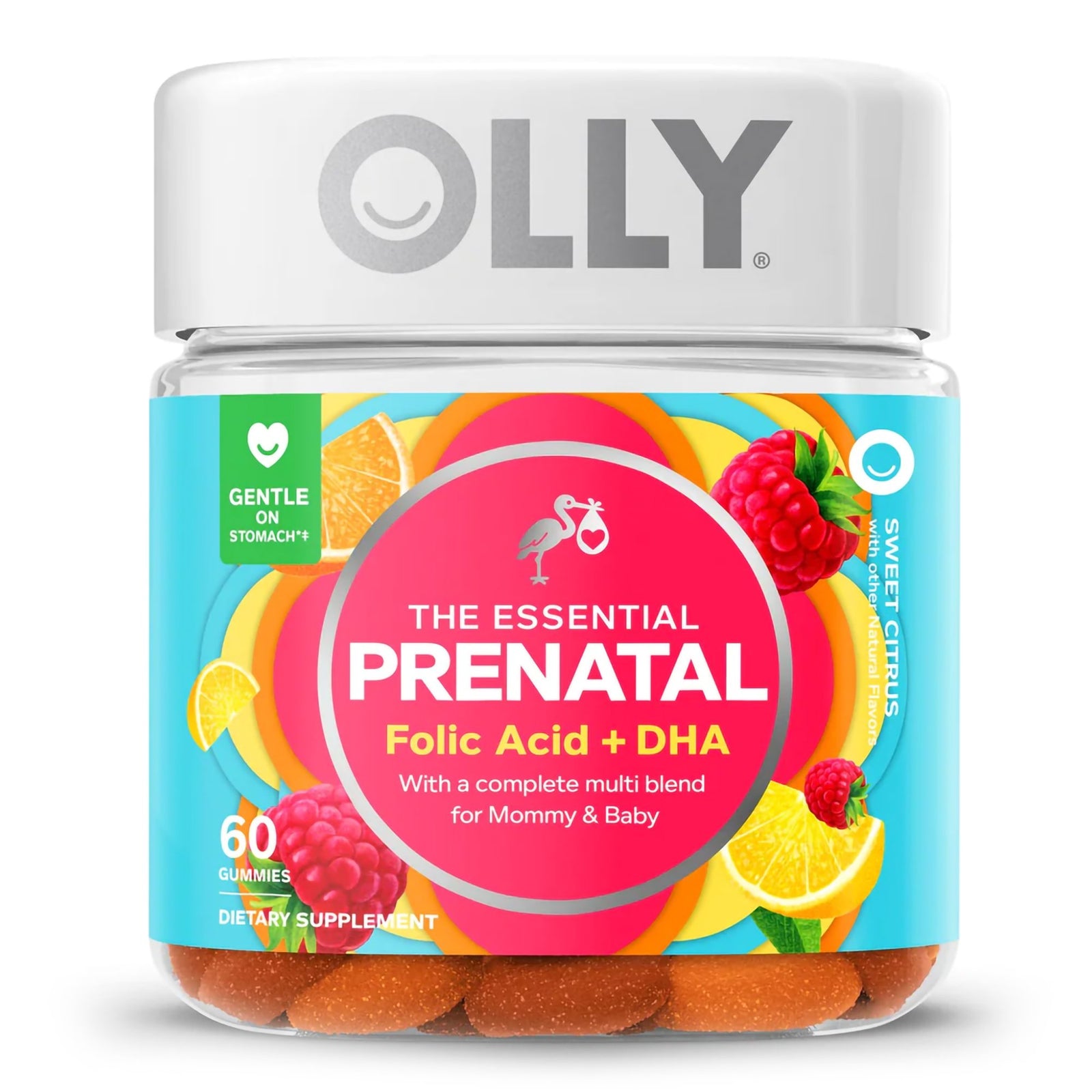 OLLY Essential Prenatal Multi Gummy Vitamins with Folic Acid & DHA - 60 Count