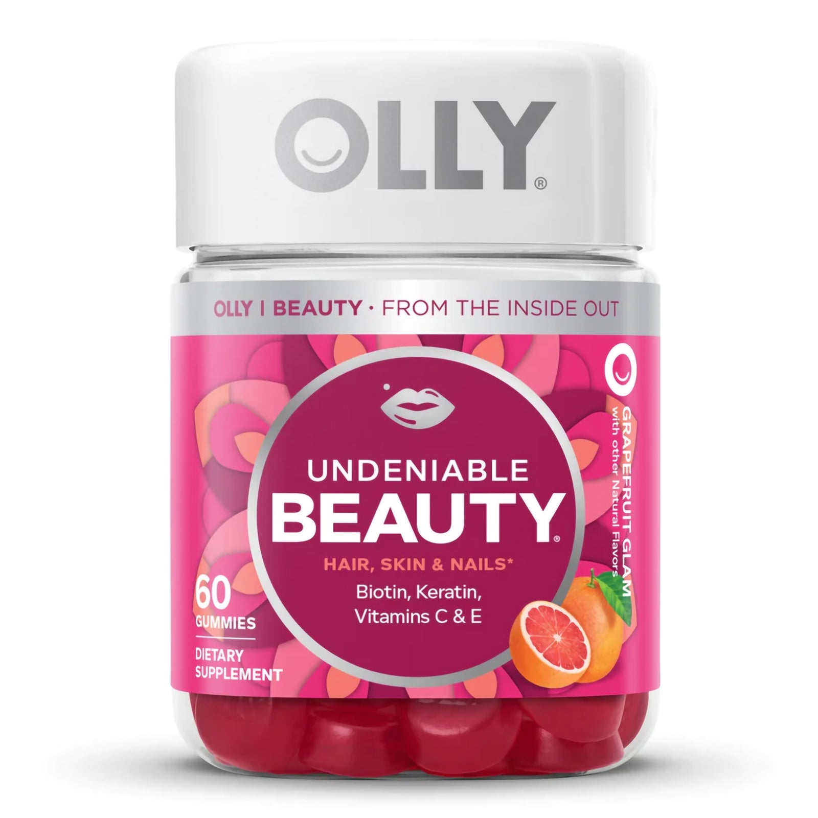OLLY Undeniable Beauty Biotin Vitamin C Vitamin E Keratin Gummies 60 per Bottle