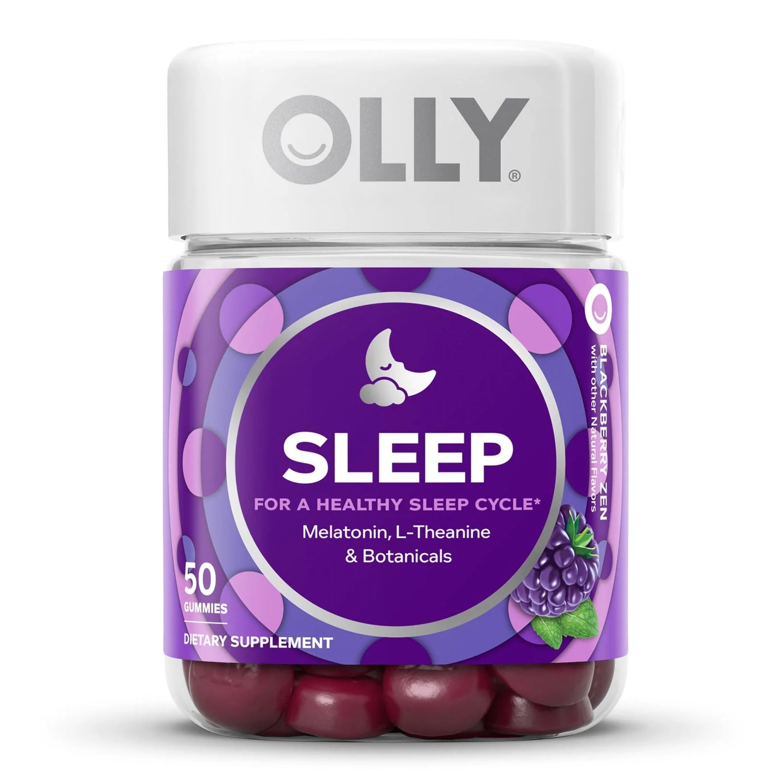 OLLY Sleep L-Theanine Melatonin Botanicals Gummies 50 per Bottle