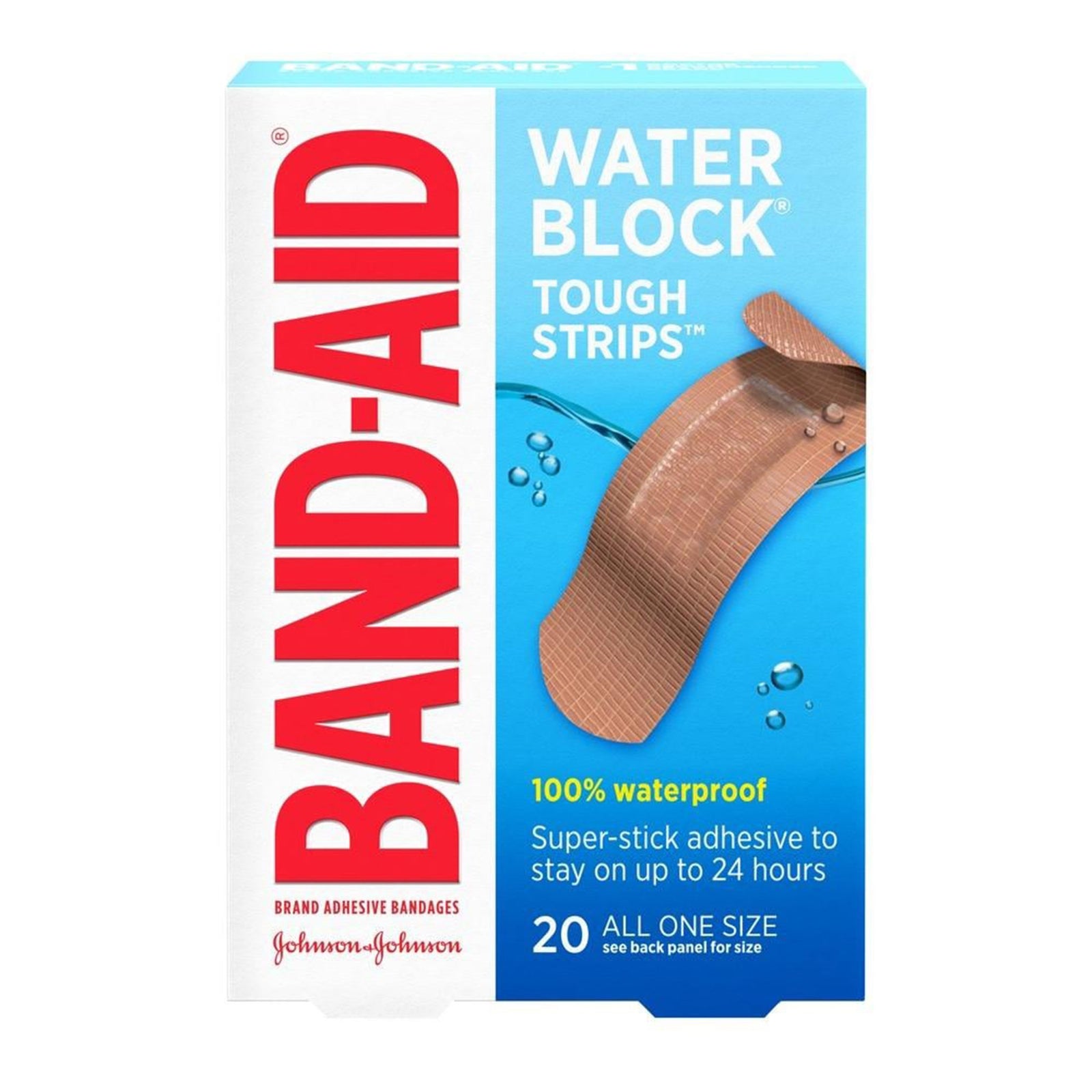 Band-Aid Water Block Tough Strips Waterproof Adhesive Bandages 1-3/4 x 4 Inch Tan Sterile