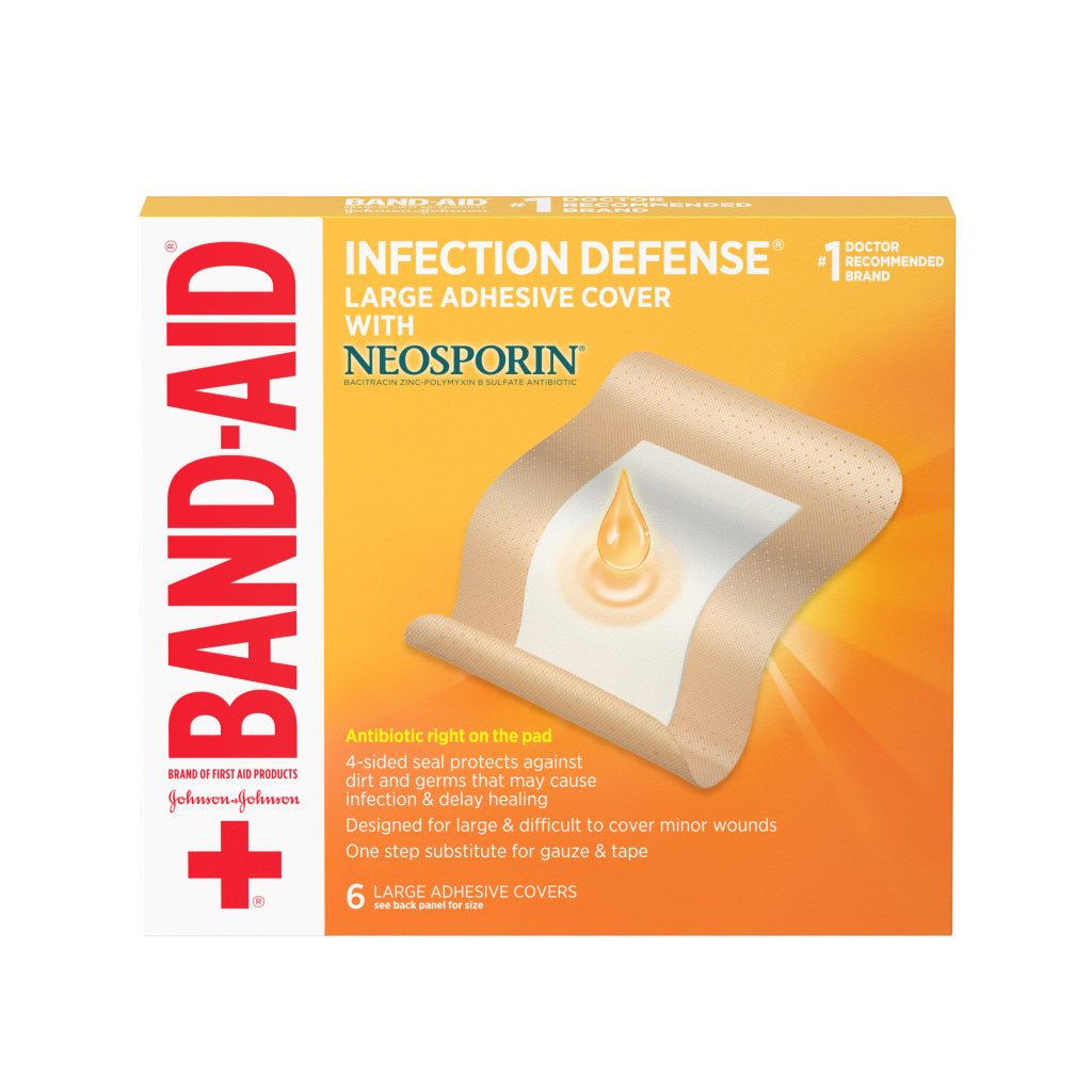 Band-Aid® Infection Defense Plastic Tan Sterile Adhesive Strips 3-1/2 x 4-1/2 Inch
