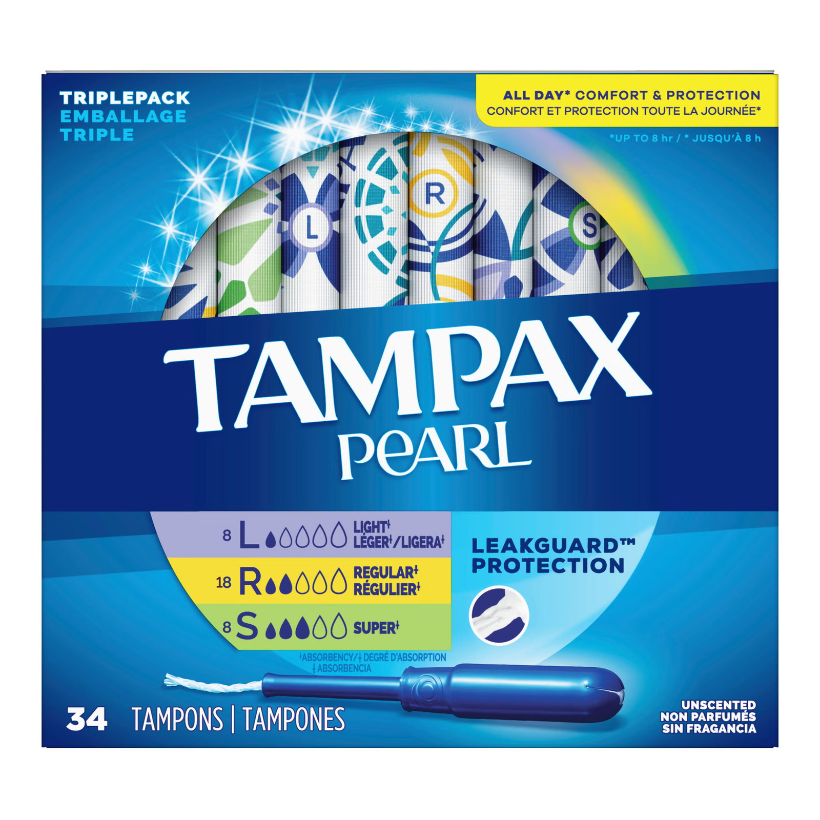 Tampax Pearl Triple Pack Applicator Tampons, Unscented
