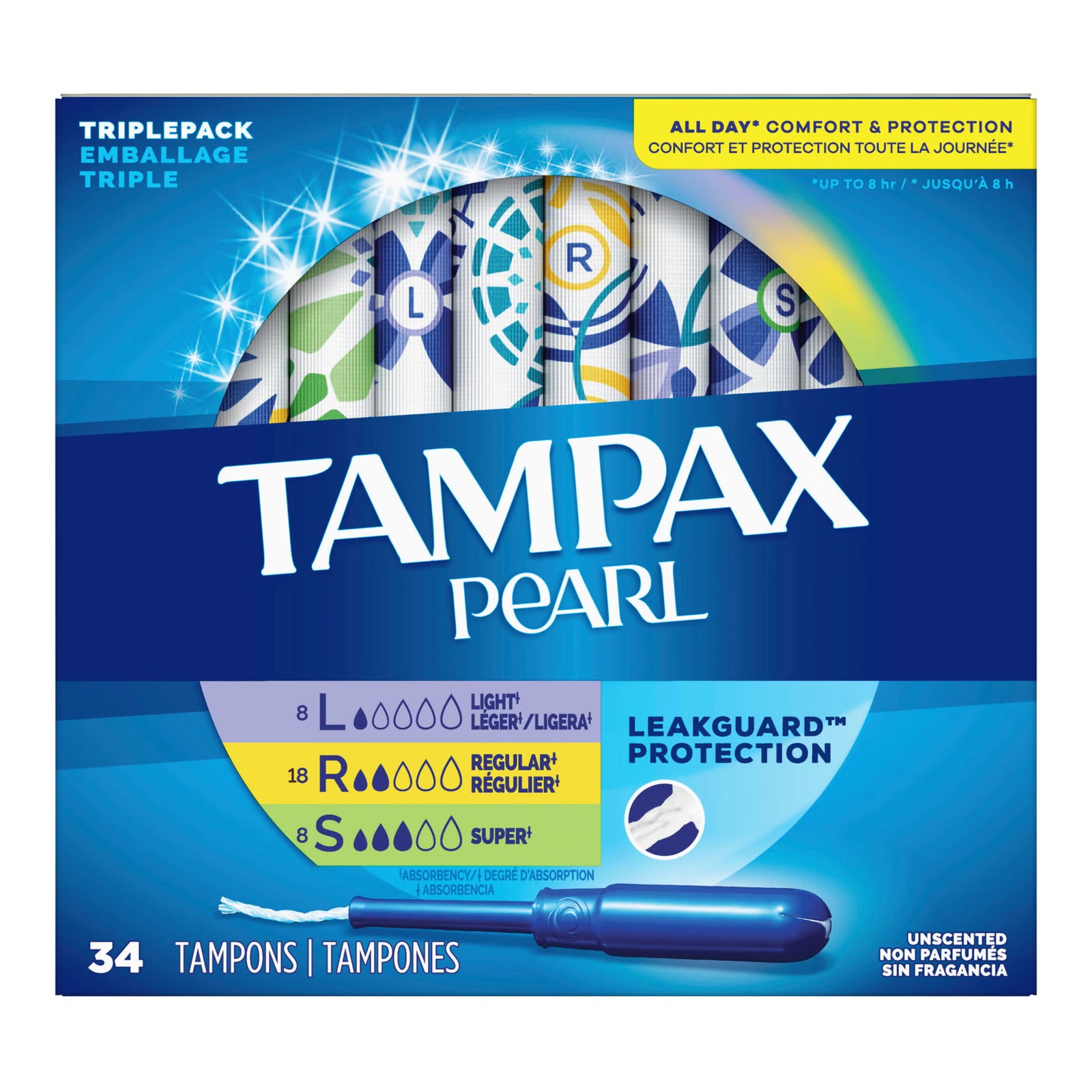 Tampax Pearl Triple Pack Applicator Tampons, Unscented