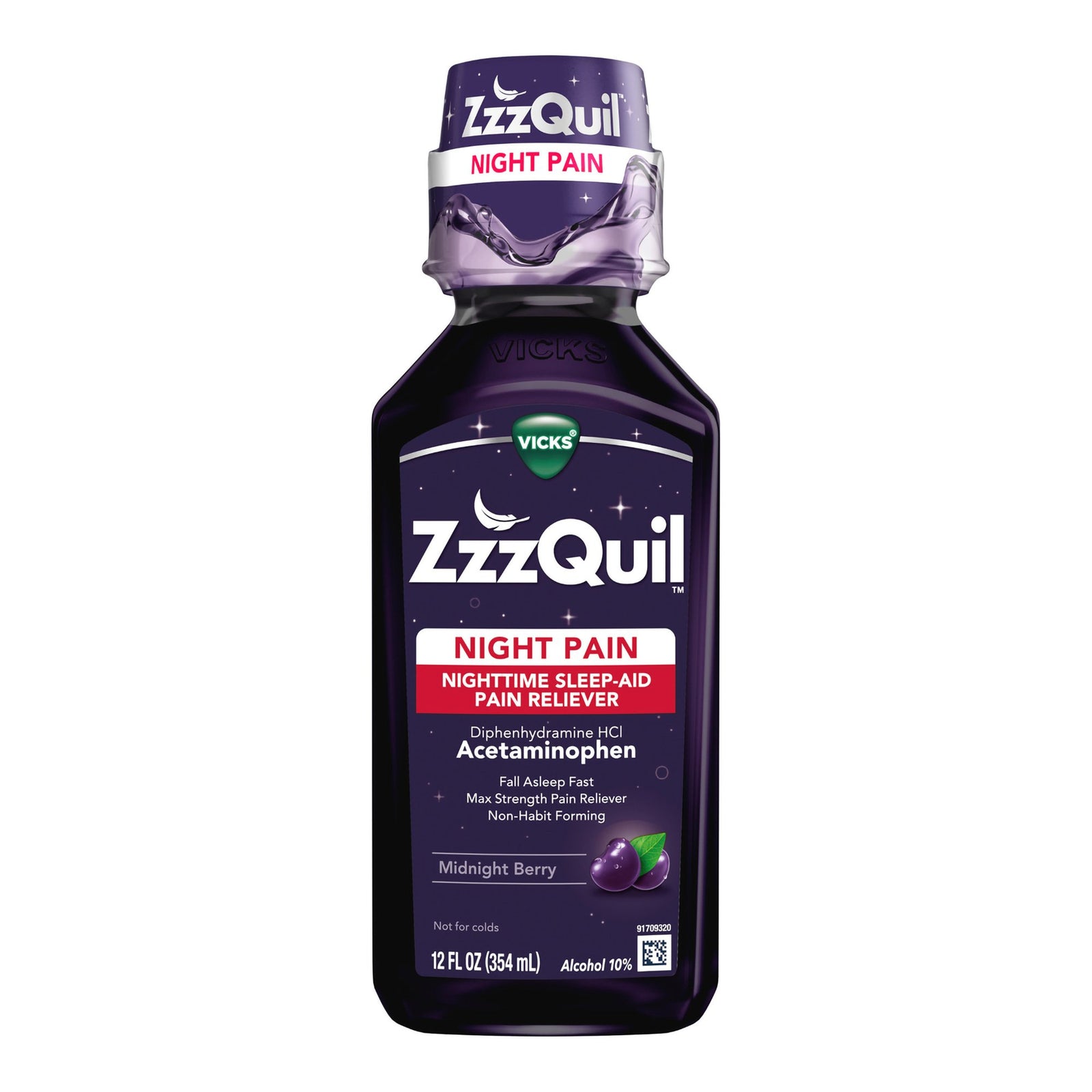 Vicks Nighttime Sleep Aid Liquid 12 oz Midnight Berry Flavor