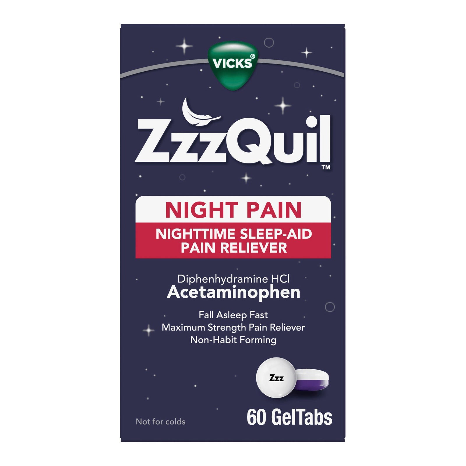 Vicks ZzzQuil Night Pain, 60 GelTabs