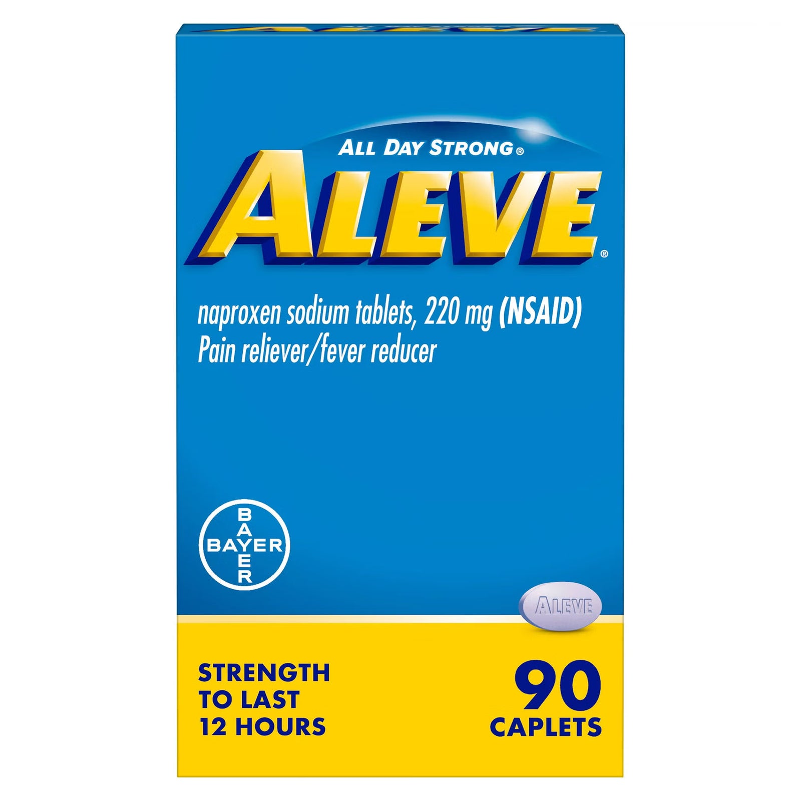 Aleve Naproxen Sodium 220 mg Caplets, 90 Count