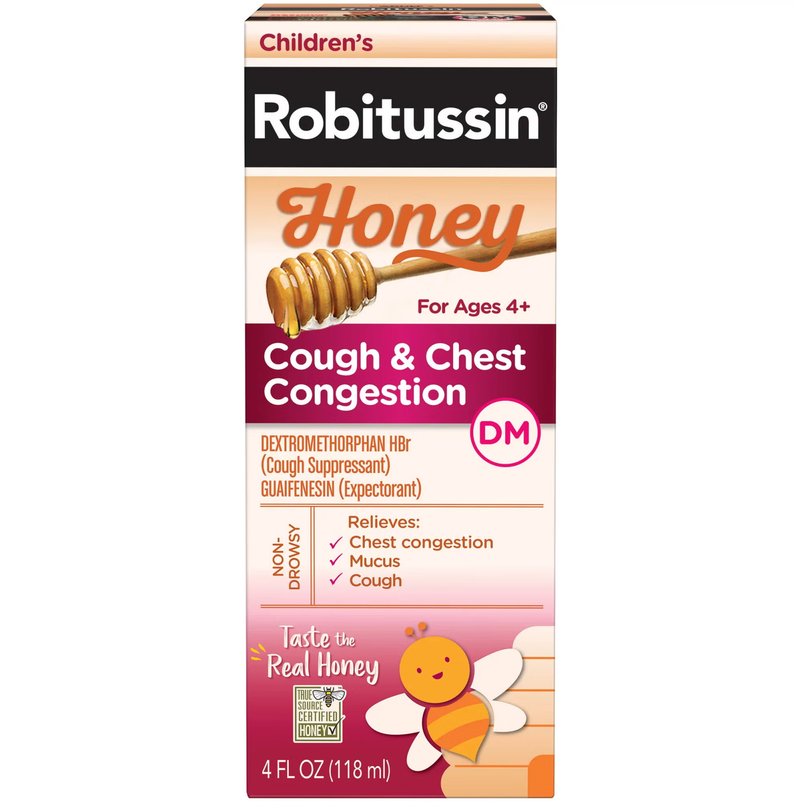 Robitussin DM Children's Cough and Chest Congestion Honey Liquid, 4 fl oz