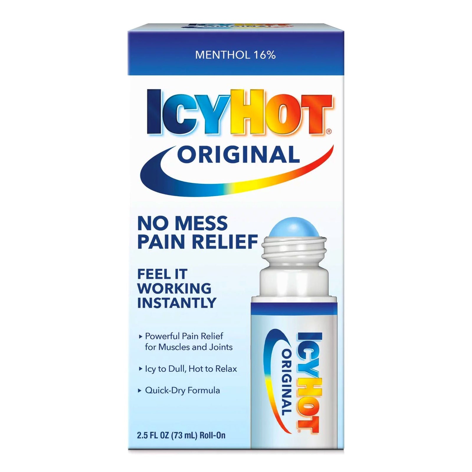 Icy Hot Original No Mess Pain Relief Roll-On, 2.5 fl oz