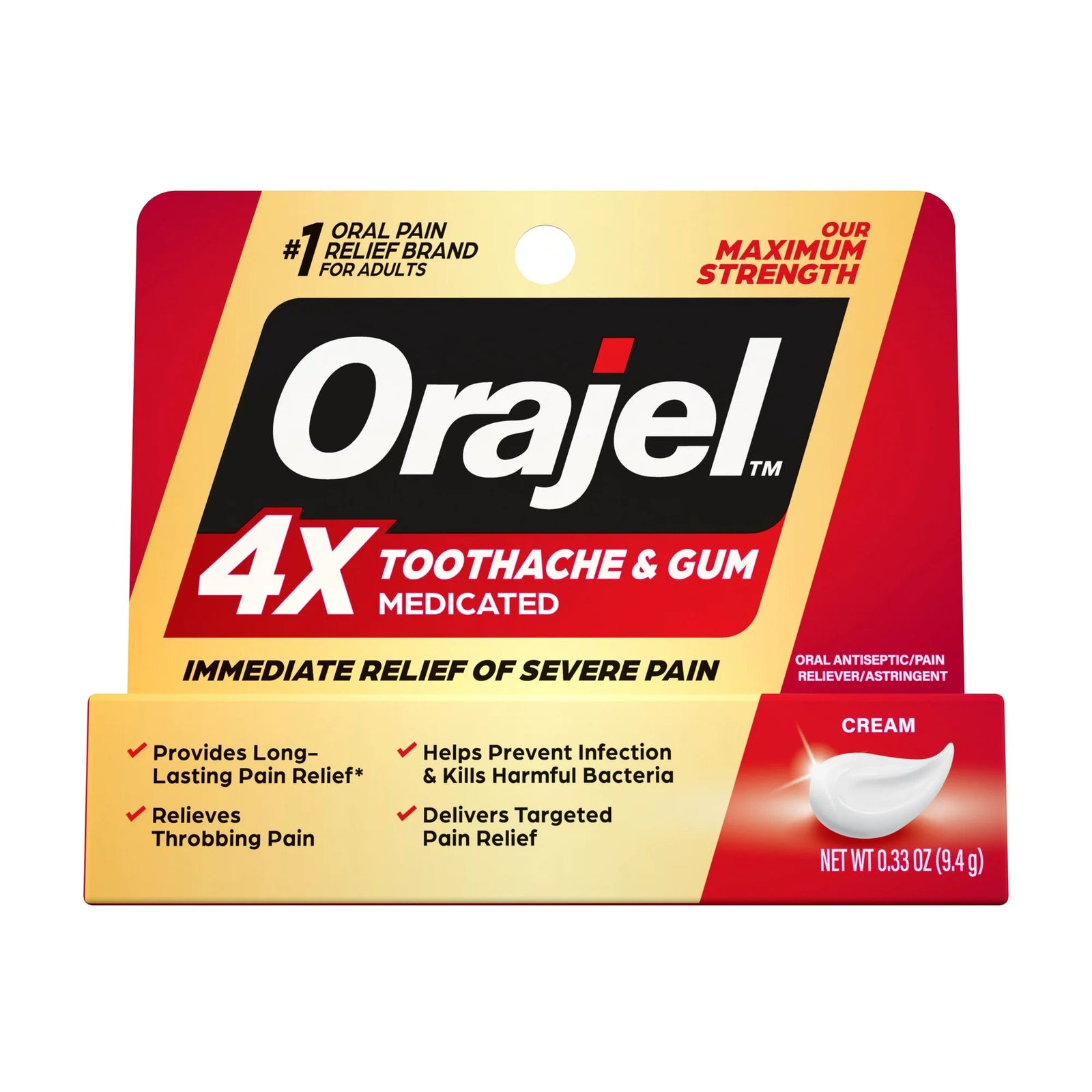 Orajel 4X Oral Cream for Toothache and Gum Pain