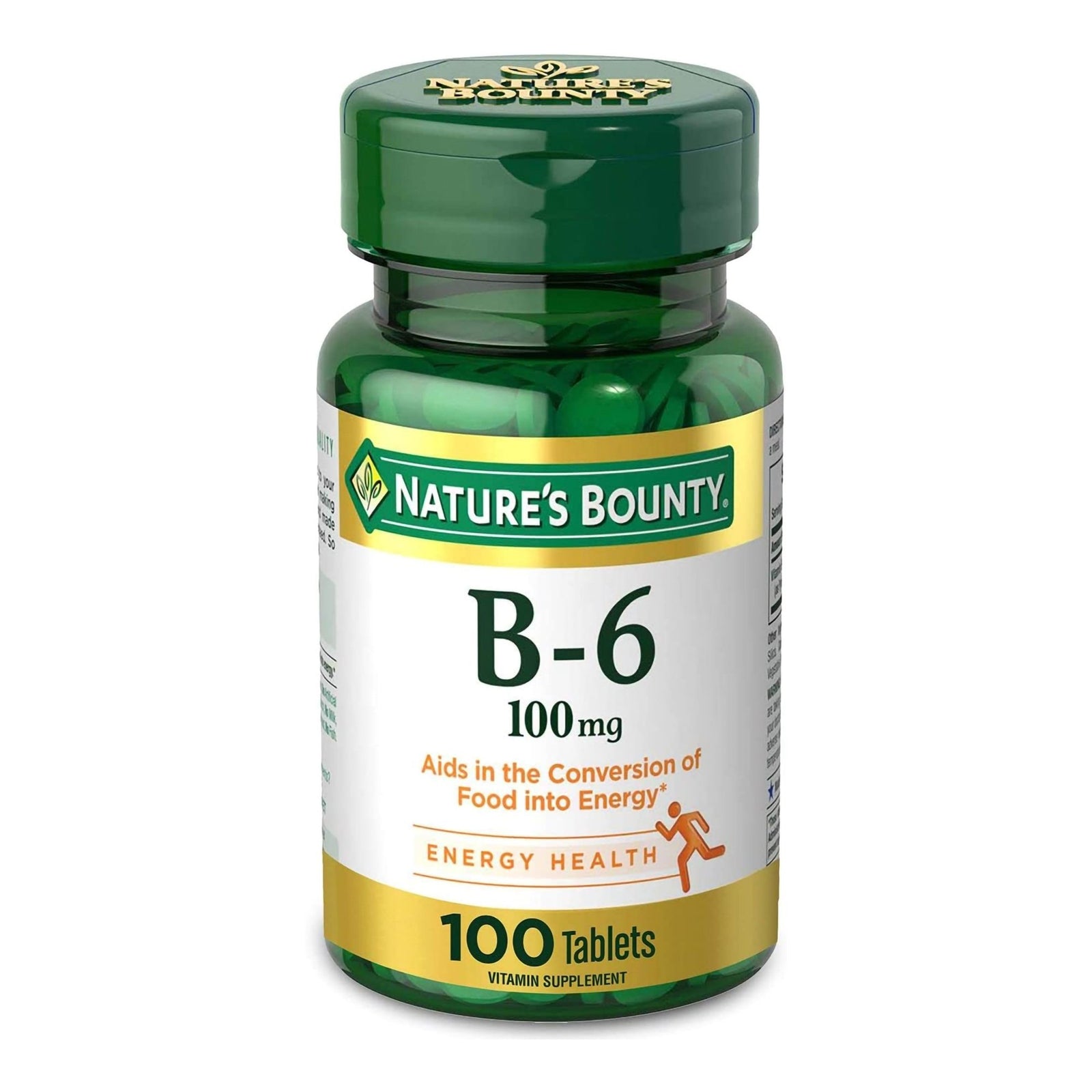 Nature's Bounty Vitamin B6 100 mg Tablets, 100 per Bottle