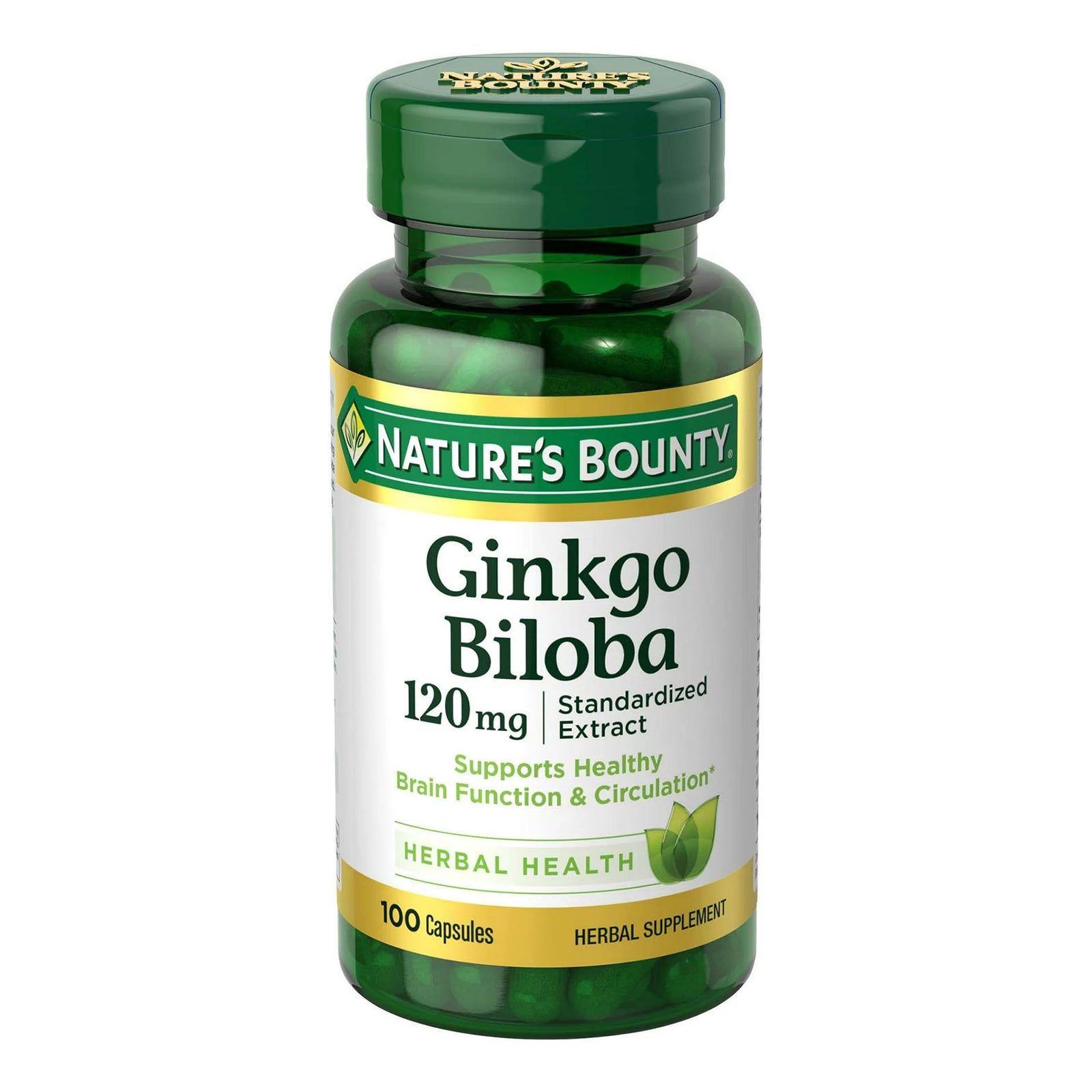 Nature's Bounty Ginkgo Biloba 120 mg Capsules, 100 Count