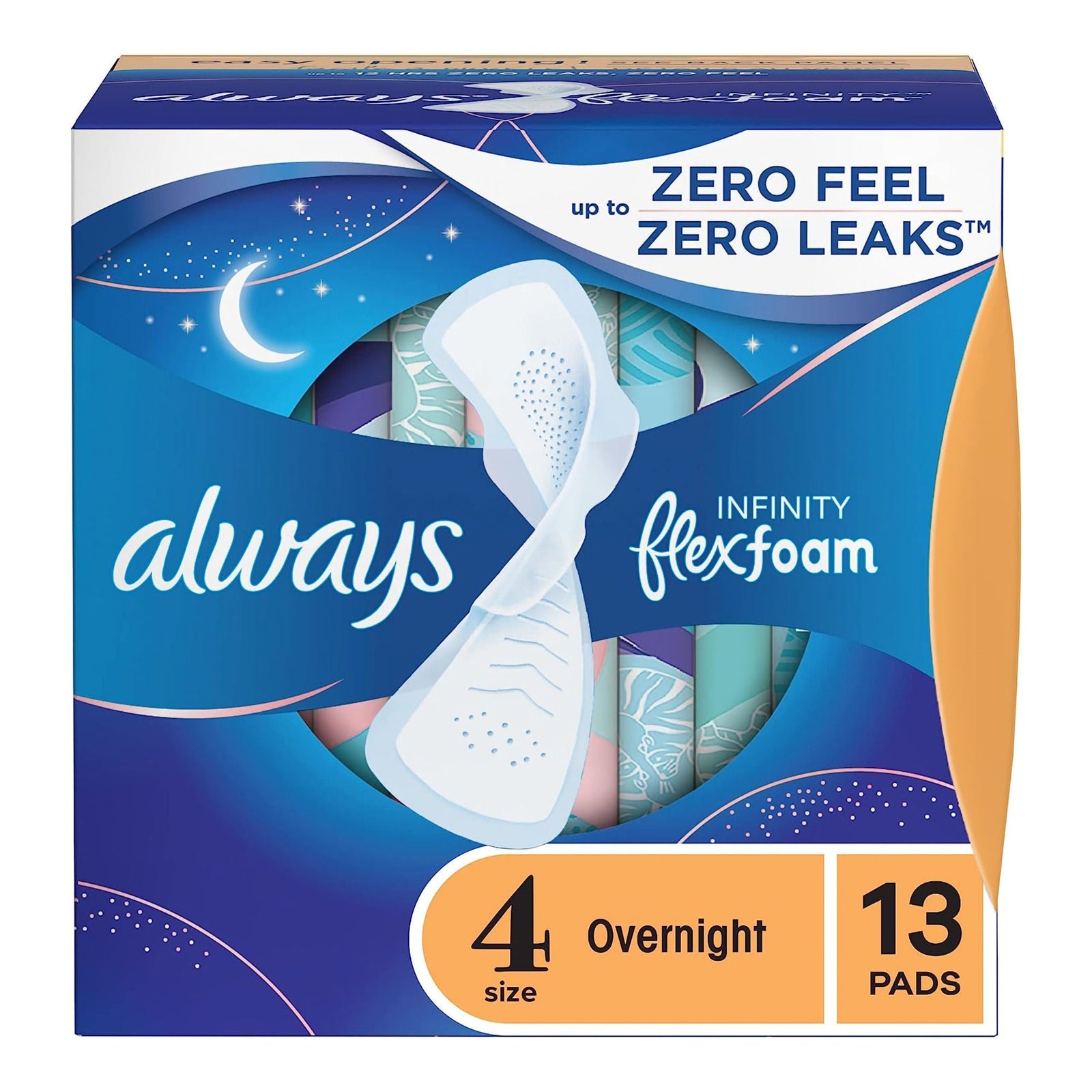 Always Infinity FlexFoam Overnight Size 4 Pads, 13 Count