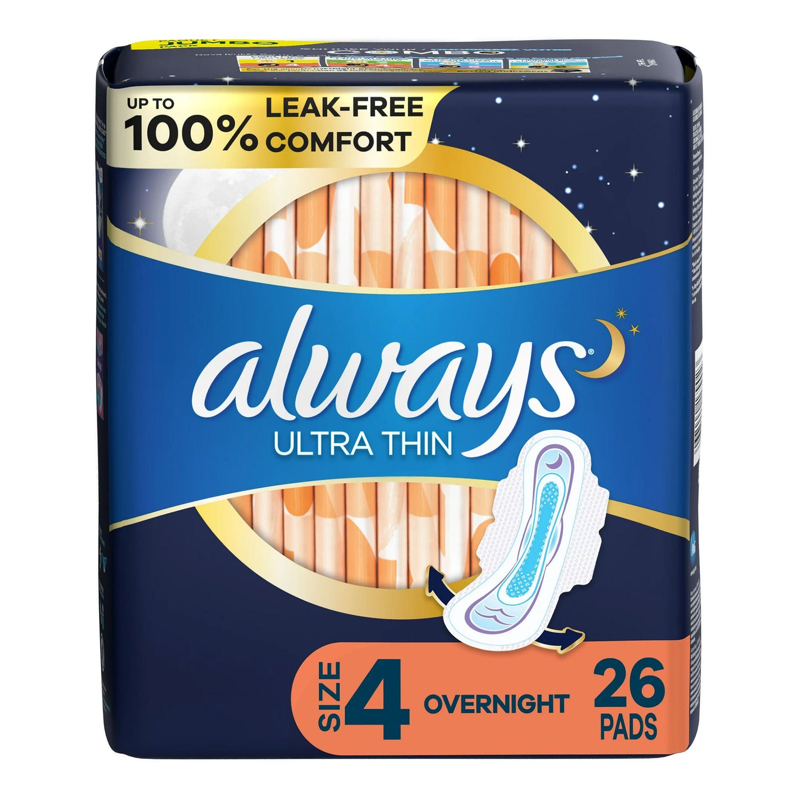 Always Ultra Thin with Flexi-Wings Overnight Pads, Size 4