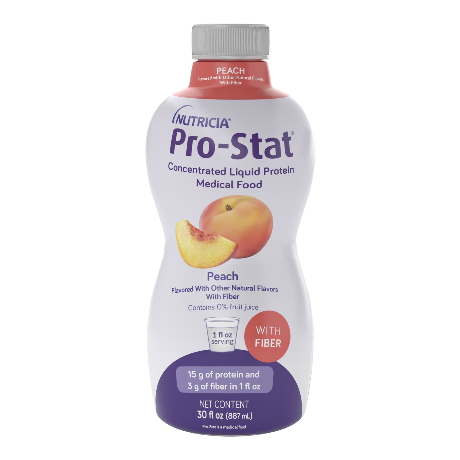 Nutricia Pro-Stat with Fiber Liquid Protein Supplement, Peach, 30 oz