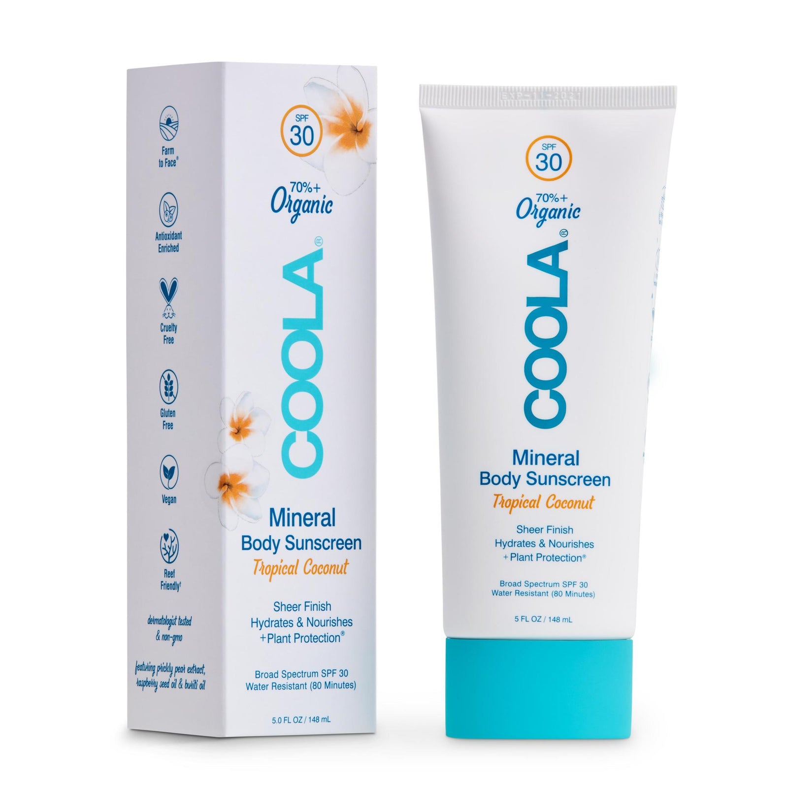 COOLA Mineral Body Sunscreen SPF 30 Tropical Coconut, 5 oz
