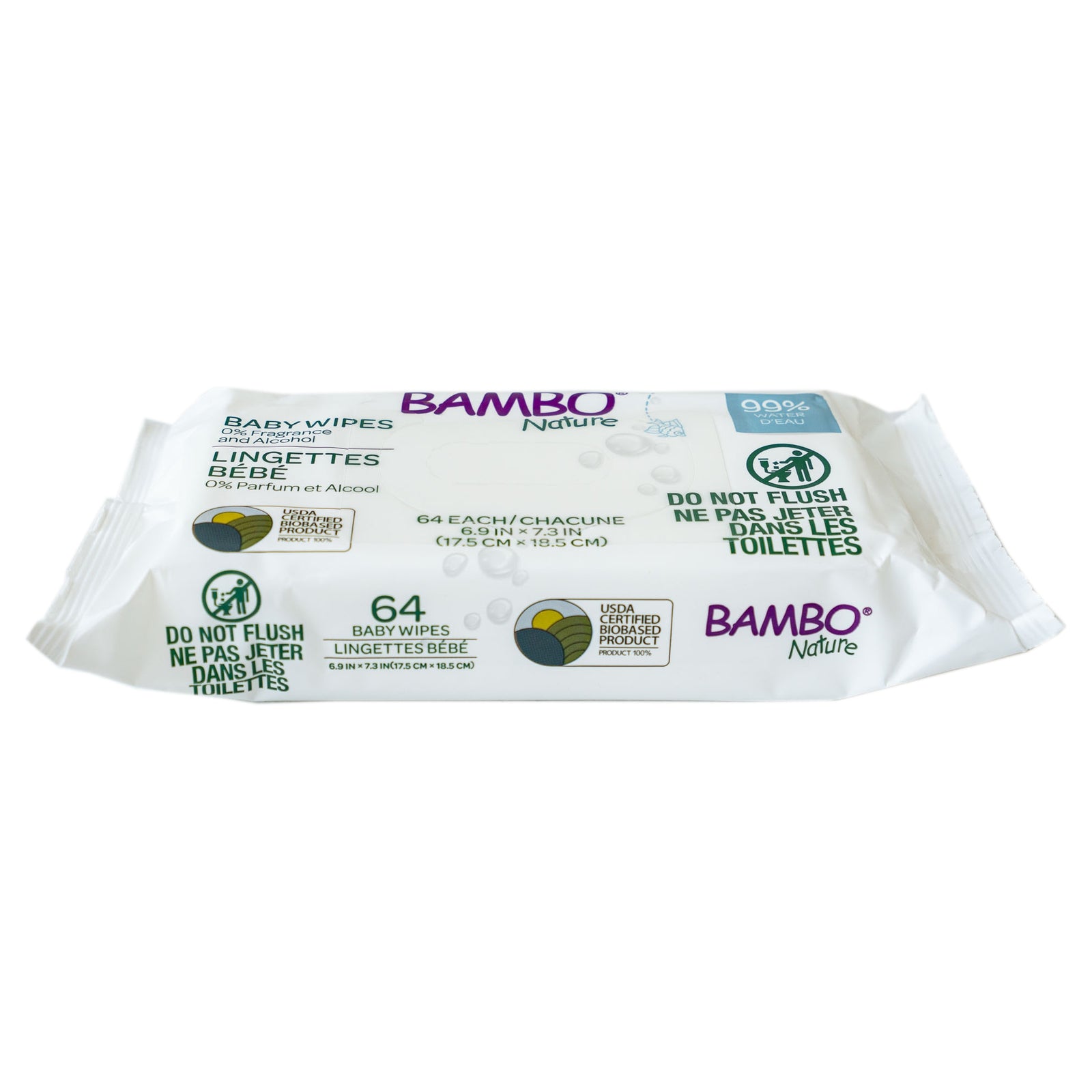 Baby Wipe Bambo Nature Soft Pack Unscented 64 Count