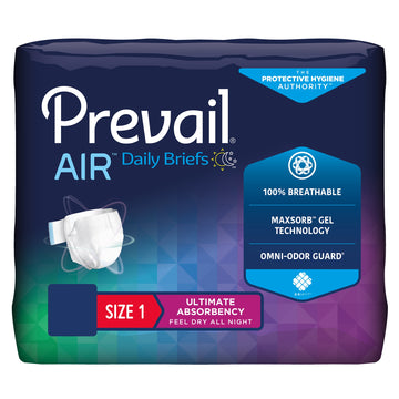 Prevail Air Adult Incontinence Briefs - Size 1 / Medium