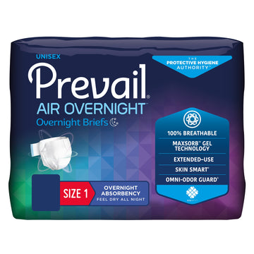 Prevail Air Overnight Adult Incontinence Briefs - Size 1 Medium