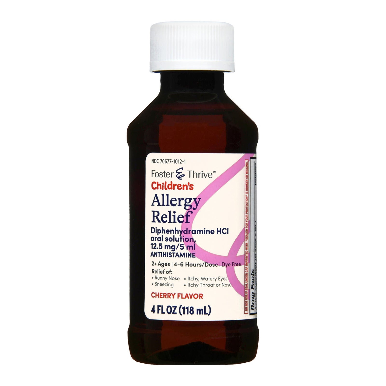 Foster & Thrive Children's Allergy Relief Diphenhydramine HCl Oral Solution, Cherry Flavor, 12.5 mg/5 mL, 4 fl oz