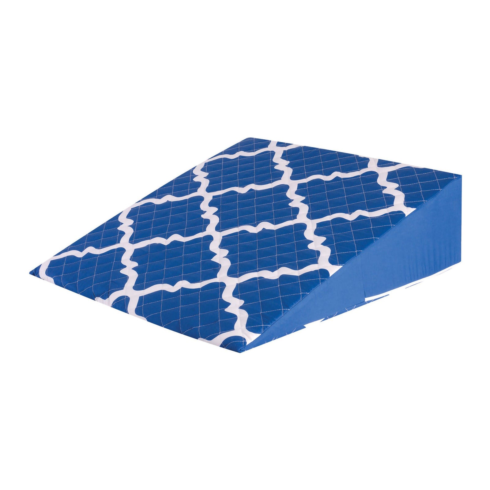 DMS Bed Wedge Pillow with Spill-Resistant Cover, Blue Moroccan, 7 x 24 x 24 in.