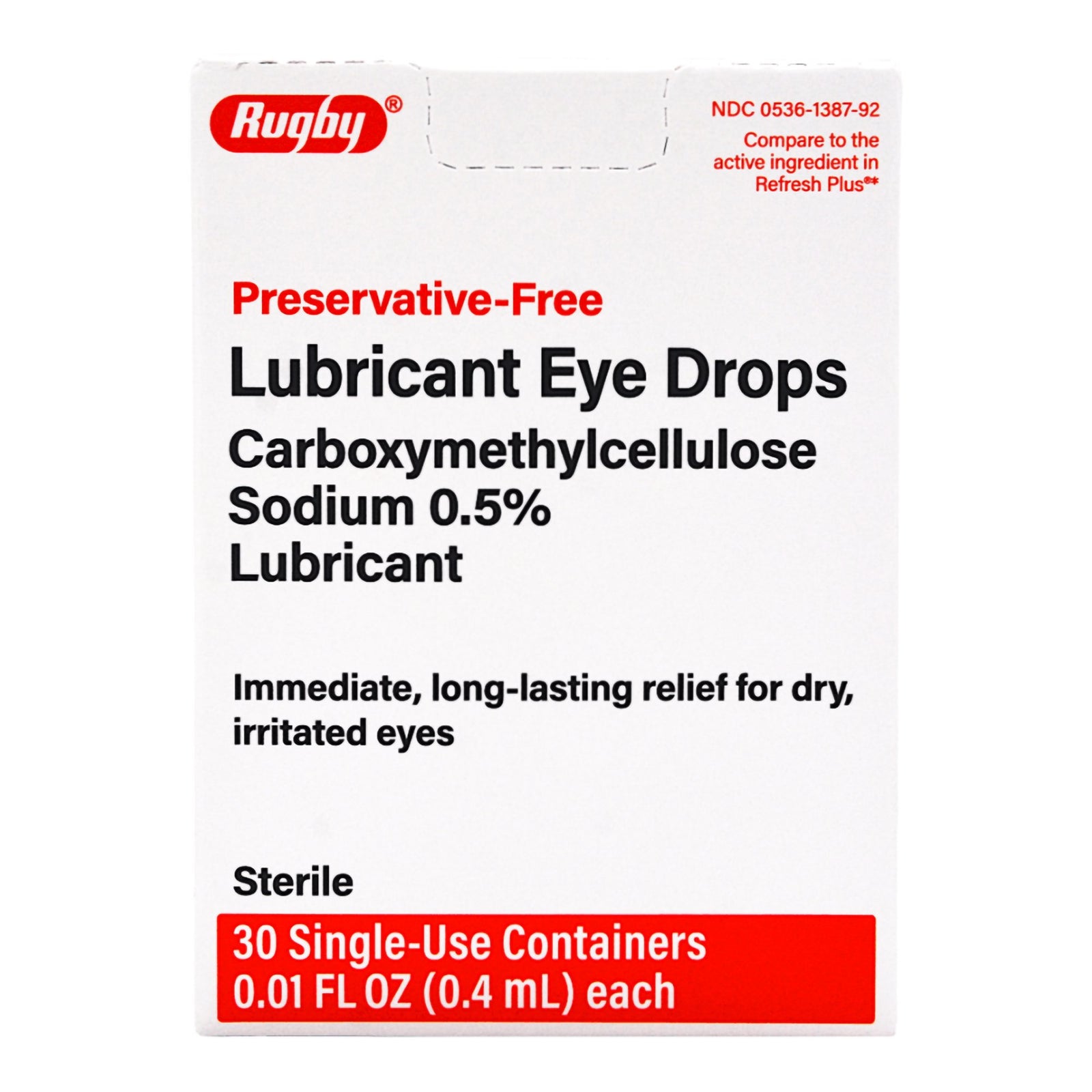 Eye Lubricant Drops, 0.5% Carboxymethylcellulose Sodium, Box of 30