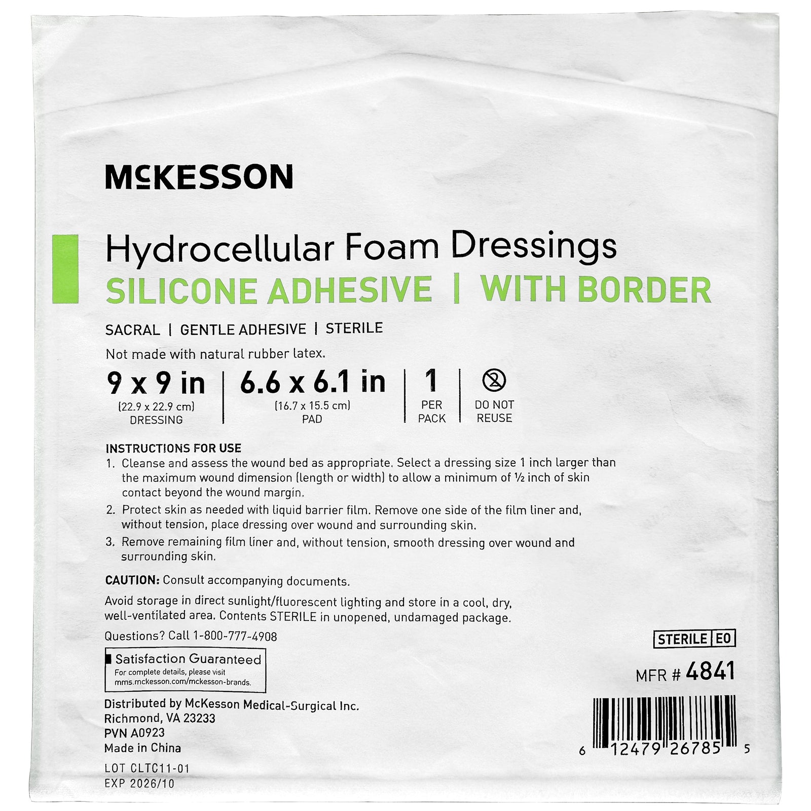 McKesson MedSurg Adhesive Silicone Sacral Foam Dressing with Border, 9 x 9 Inch