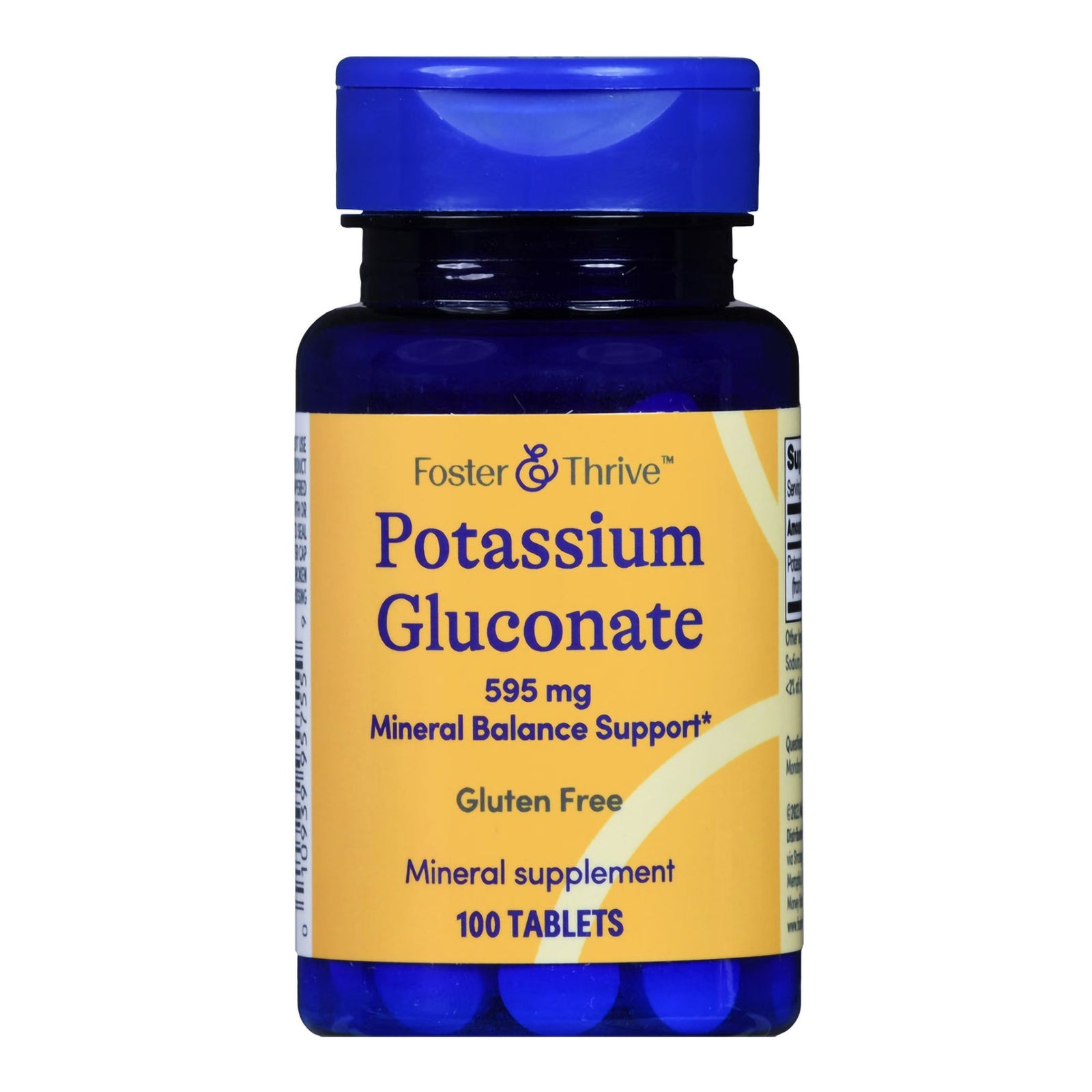 Foster & Thrive Potassium Gluconate 595 mg Tablets, 100 Count