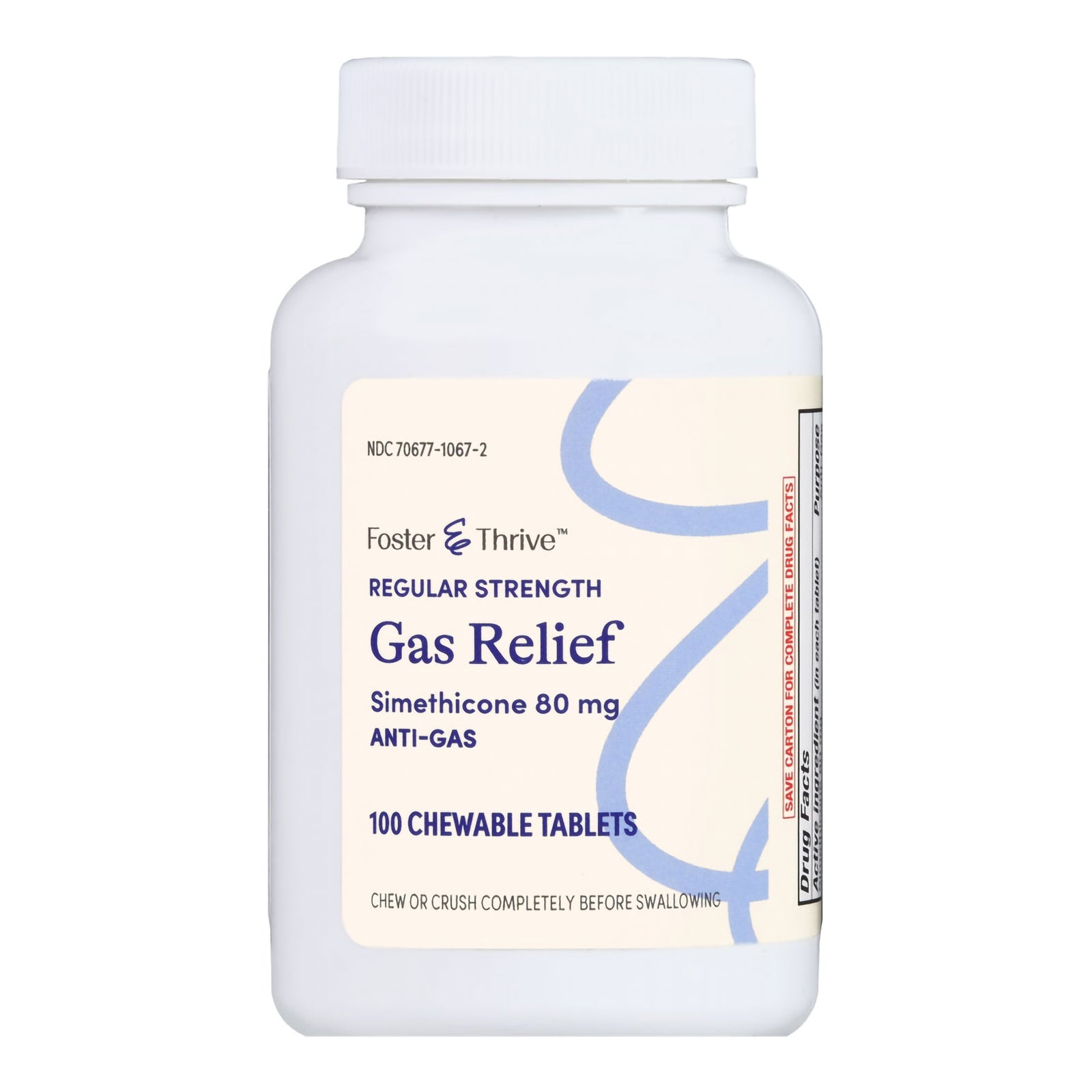 Foster & Thrive Gas Relief 80 mg Chewable Tablets