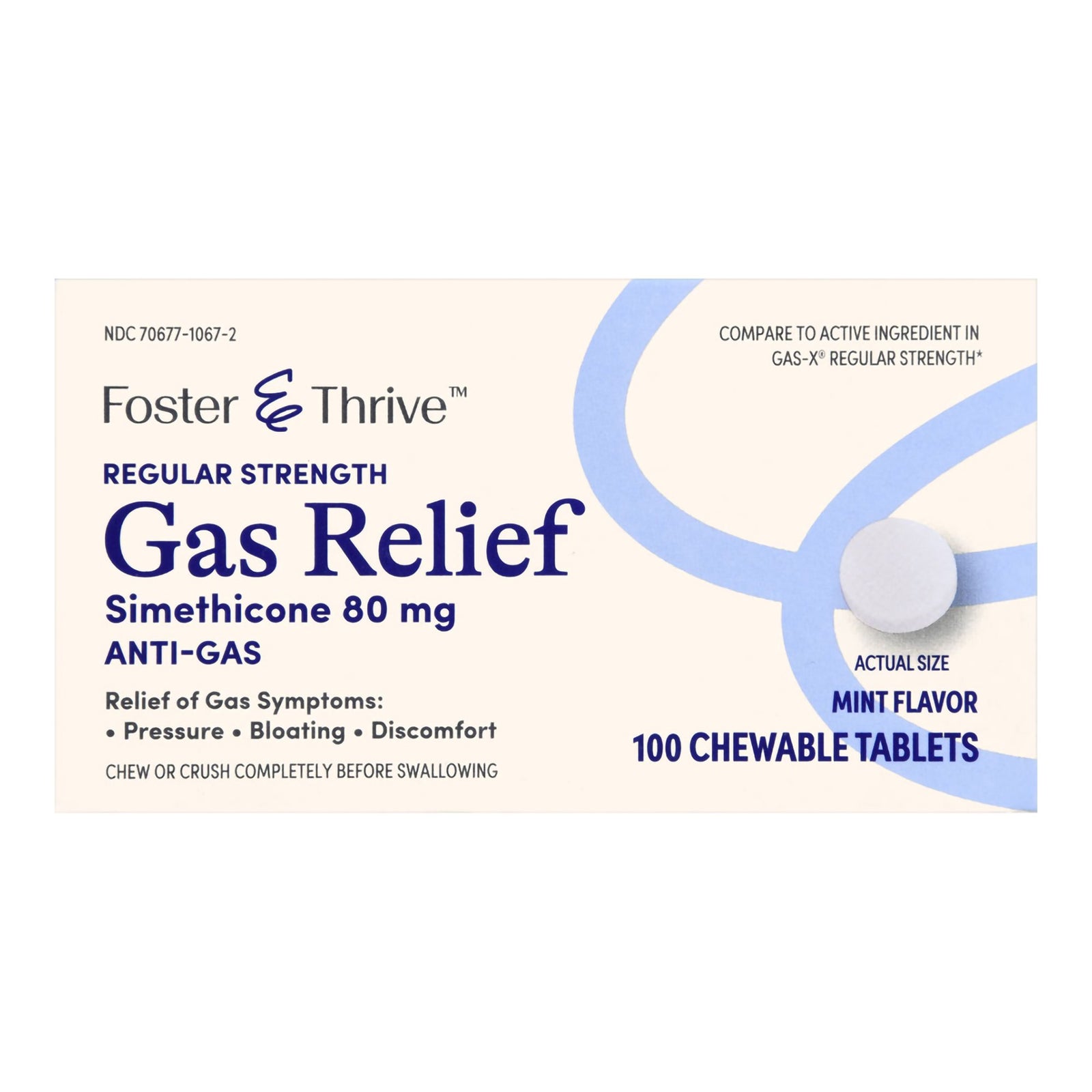 Foster & Thrive Gas Relief 80 mg Chewable Tablets