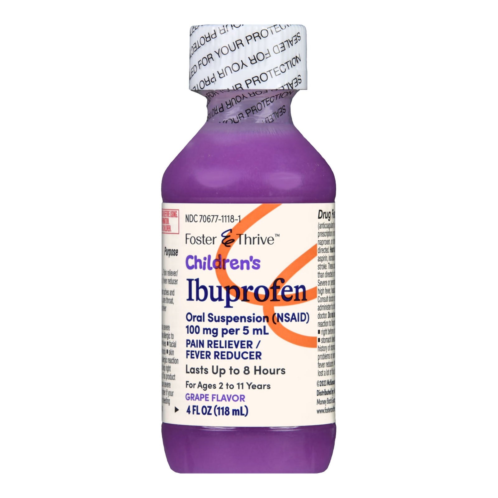 Foster & Thrive Children's Ibuprofen Oral Suspension 100 mg/5 mL Grape Flavor, 4 fl oz
