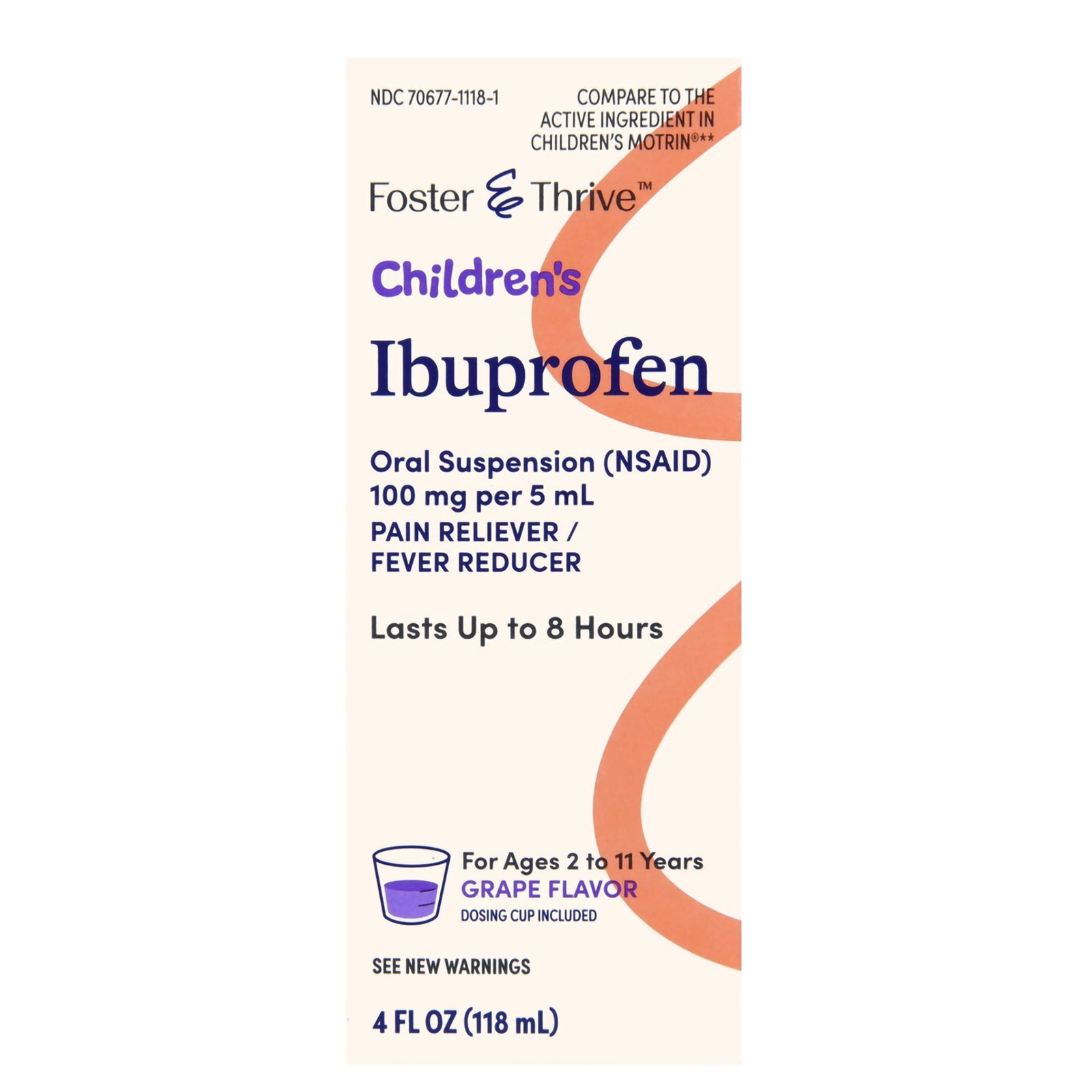 Foster & Thrive Children's Ibuprofen Oral Suspension 100 mg/5 mL Grape Flavor, 4 fl oz