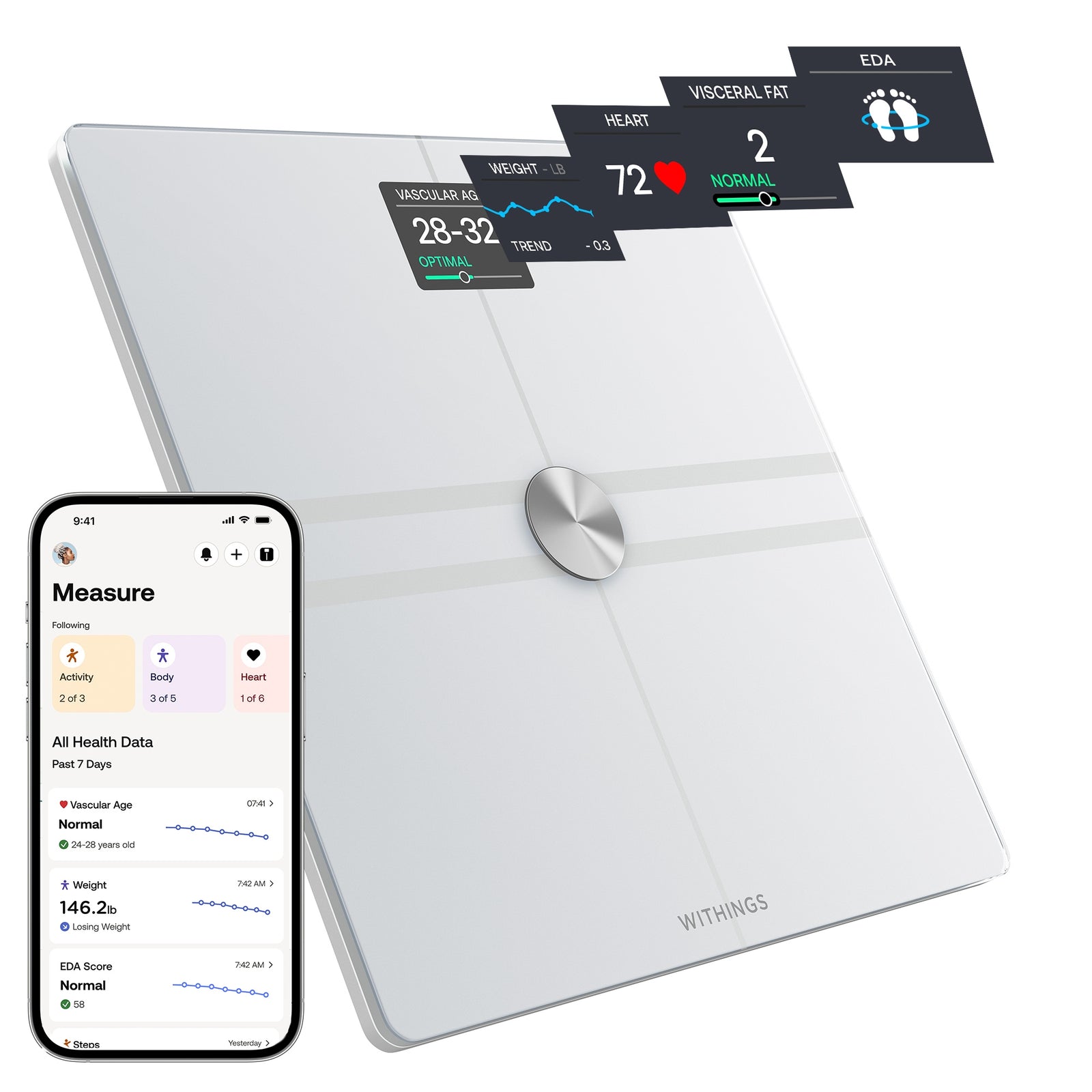 Withings Body Comp Complete Body Analysis Wi-Fi Scale, White