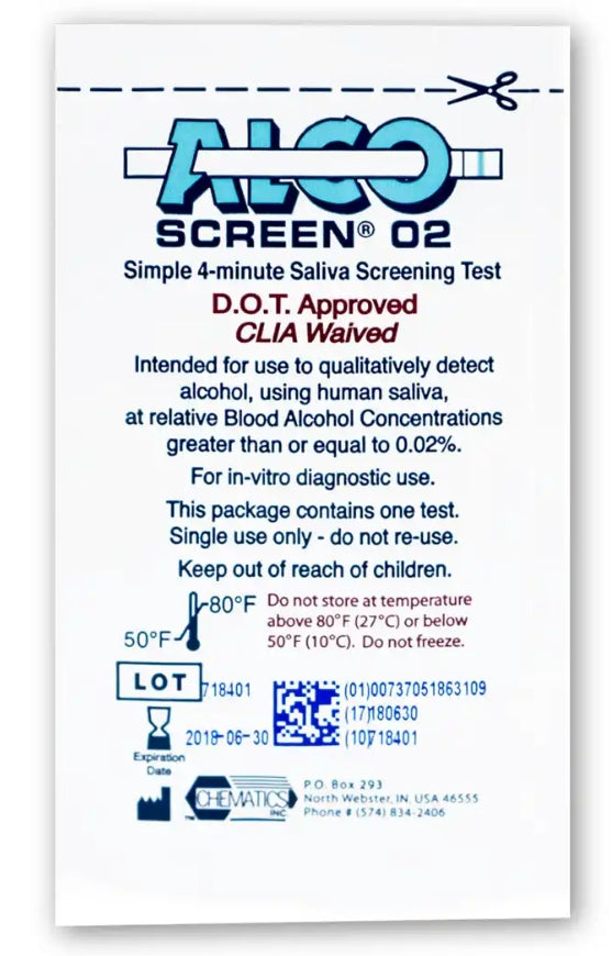 Alco-Screen 02® Alcohol Test Kit - Box of 24 Tests